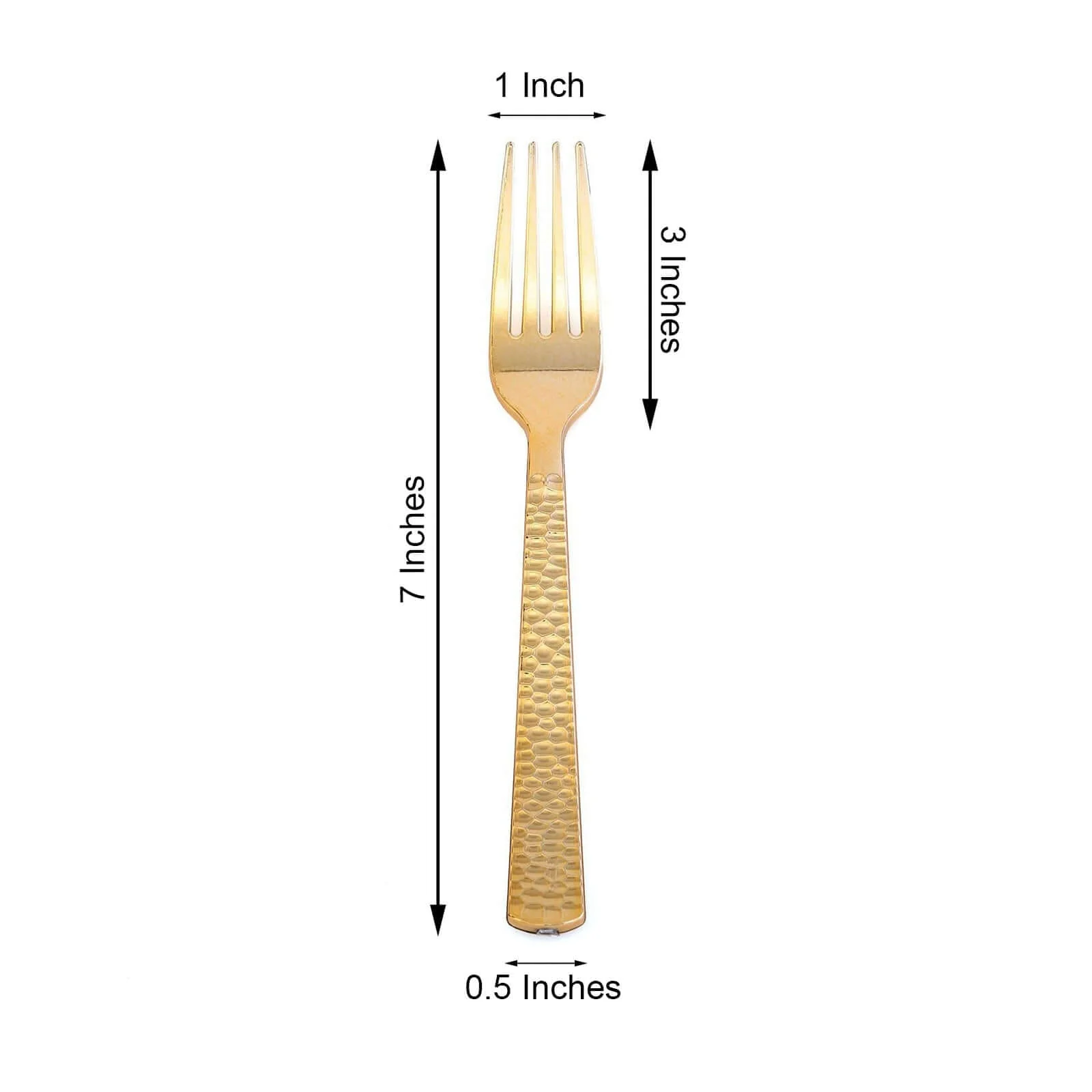 24-Pack Plastic Forks 7" Gold with Hammered Style - Heavy Duty Disposable Silverware - Image 3