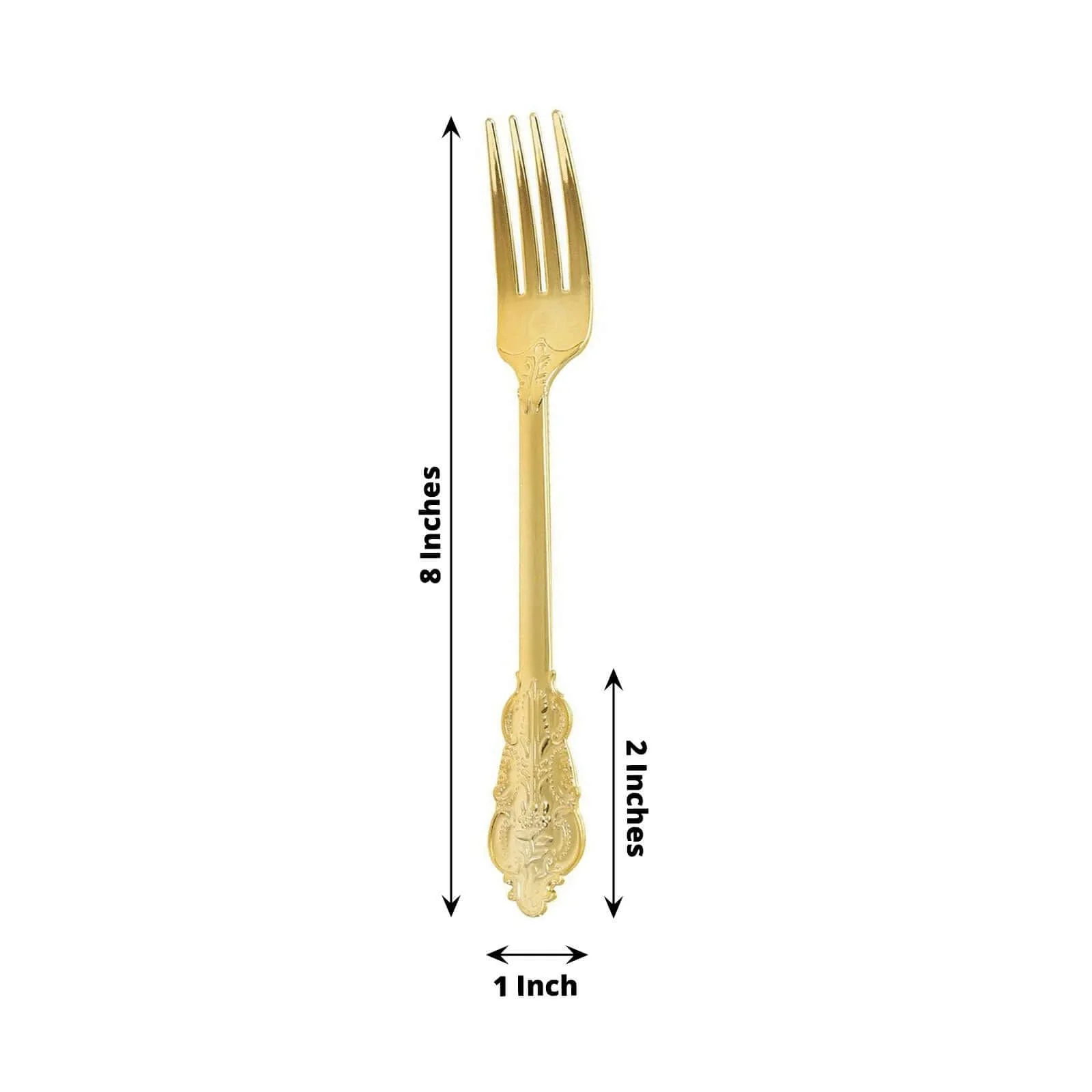 24-Pack Plastic Forks 8" Metallic Gold Baroque Style - Heavy Duty Disposable Silverware - Image 3