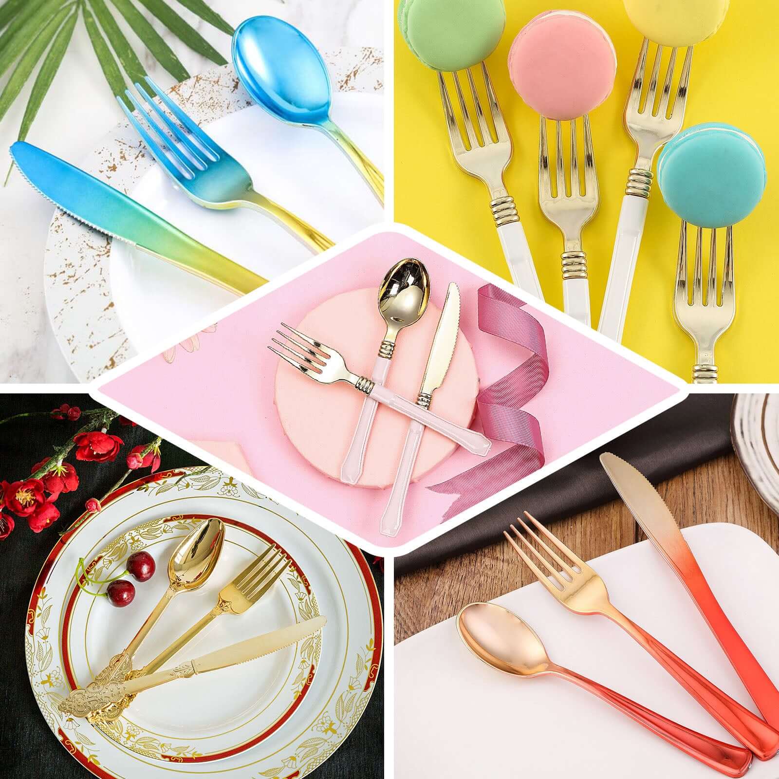 24-Pack Plastic Forks 8" Metallic Silver Baroque Style - Heavy Duty Disposable Silverware - Image 5