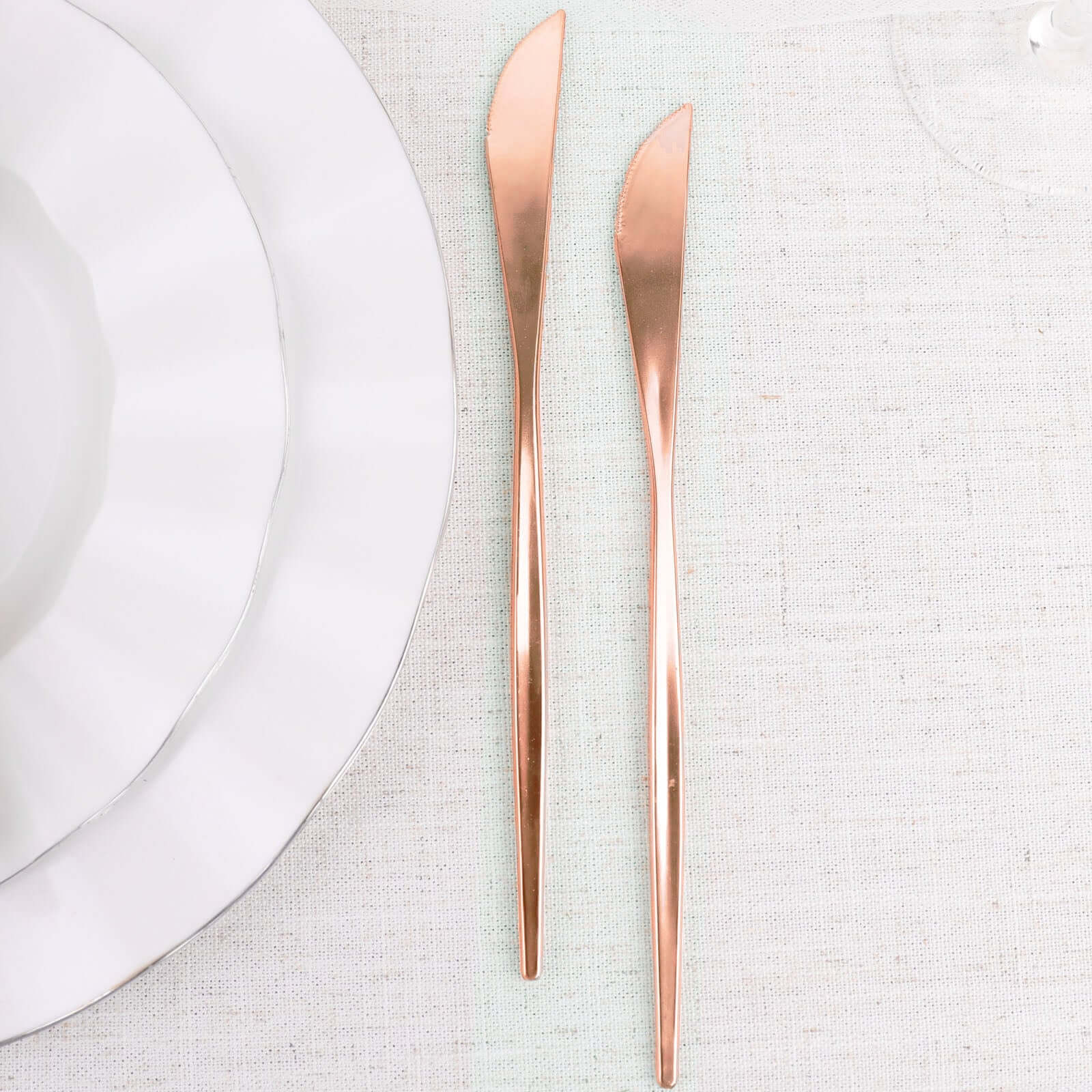 24-Pack Plastic Knives 8" Glossy Rose Gold - Heavy Duty Premium Disposable Flatware Cutlery - Image 10