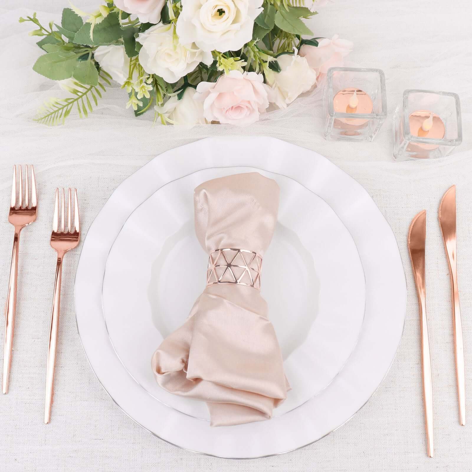 24-Pack Plastic Knives 8" Glossy Rose Gold - Heavy Duty Premium Disposable Flatware Cutlery - Image 9