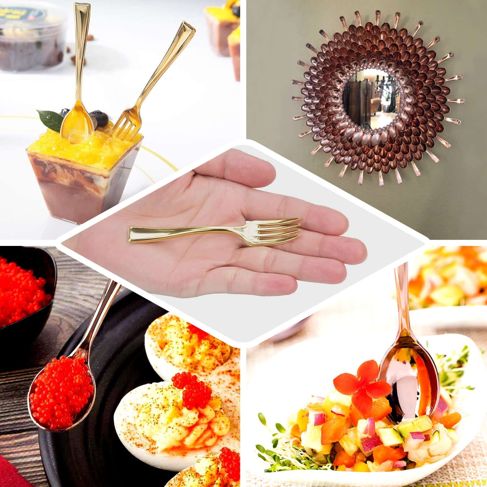 24-Pack Plastic Mini Dessert Spoons 4" Gold - Heavy Duty Disposable Silverware - Image 5