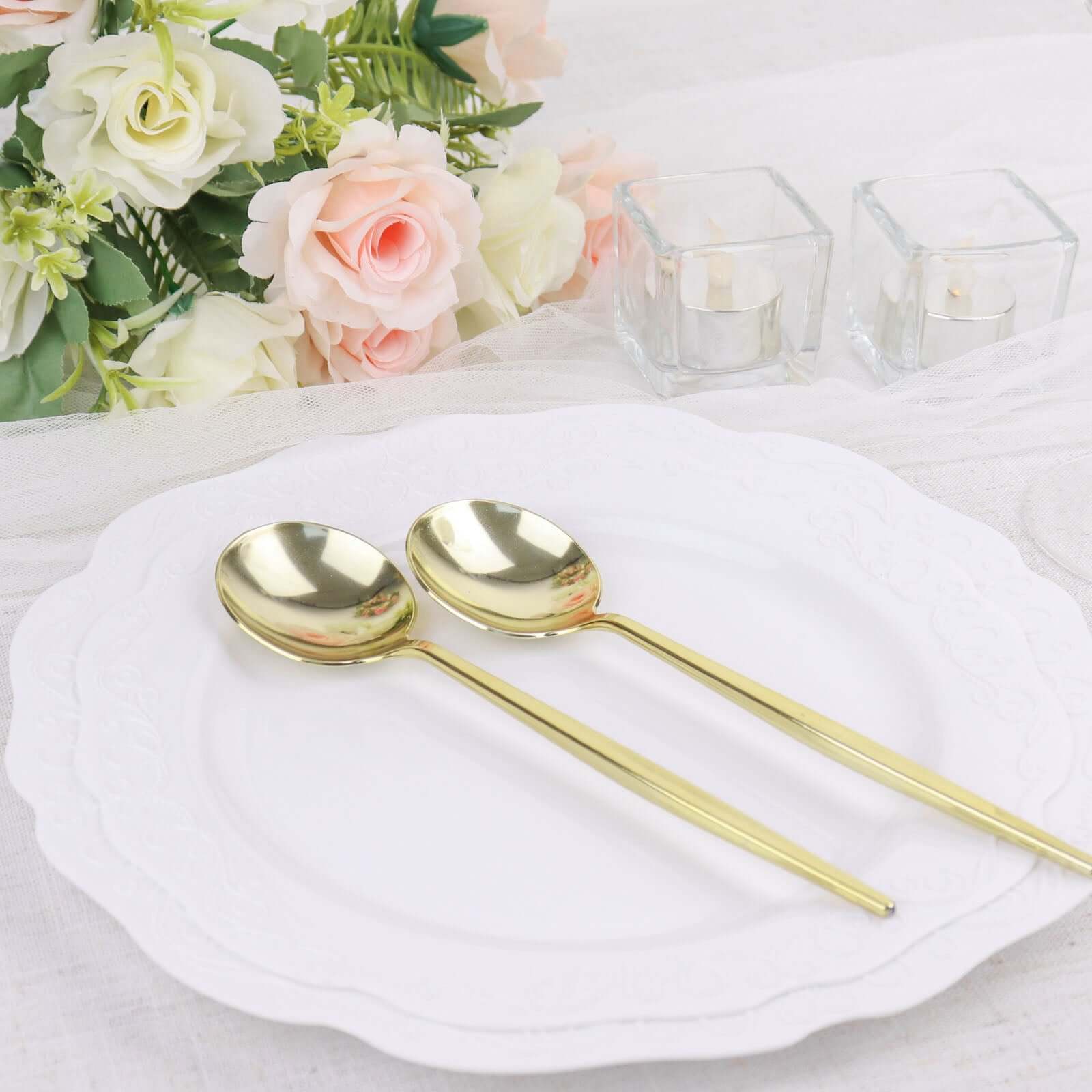 24-Pack Plastic Spoons 8" Glossy Gold - Heavy Duty Premium Disposable Silverware - Image 13