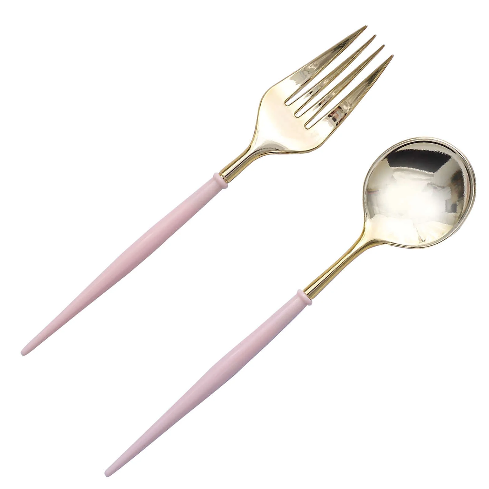 24-Pack Plastic Utensil Set 6" Gold/Blush - Premium Modern Heavy Duty Disposable Fork and Spoon - Image 7