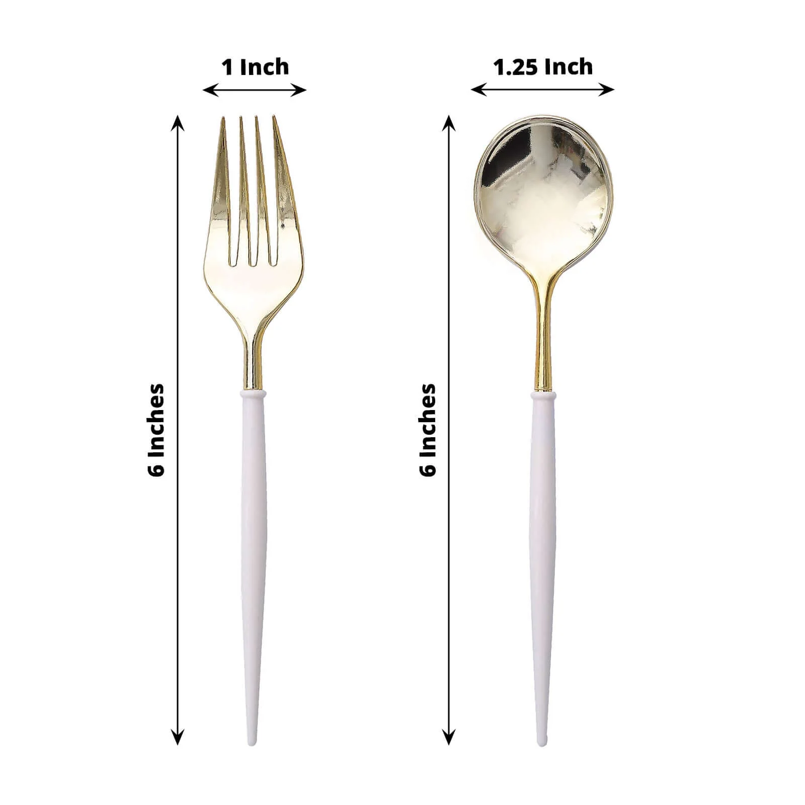 24-Pack Plastic Utensil Set 6" Gold/Ivory - Premium Modern Heavy Duty Disposable Fork and Spoon - Image 3