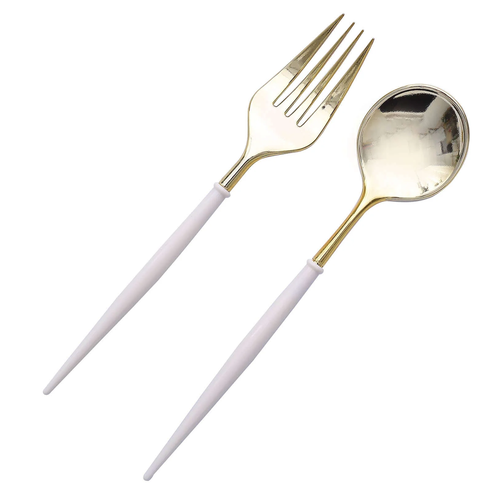 24-Pack Plastic Utensil Set 6" Gold/Ivory - Premium Modern Heavy Duty Disposable Fork and Spoon - Image 7