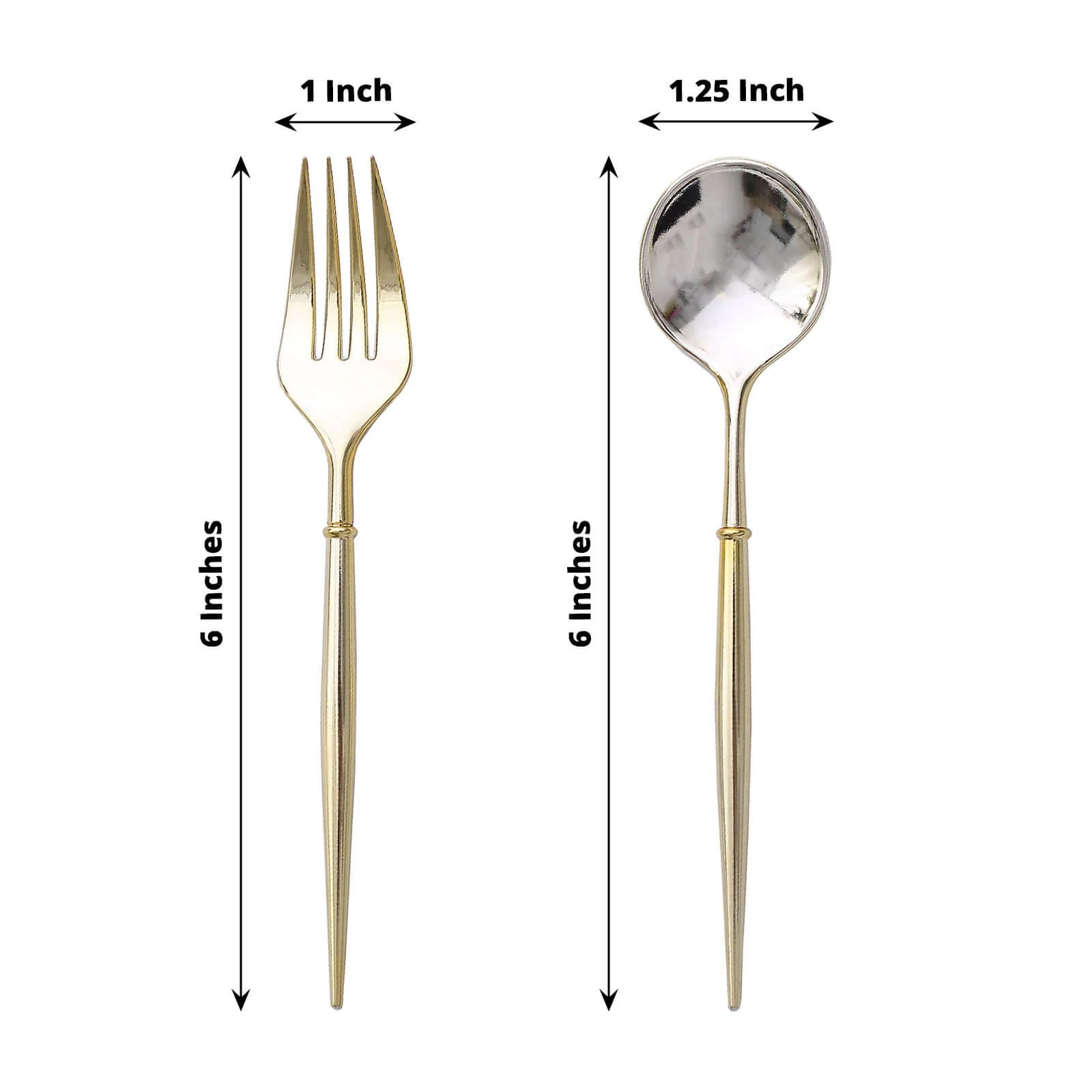 24-Pack Plastic Utensil Set 6" Metallic Gold - Premium Modern Heavy Duty Disposable Fork and Spoon - Image 3