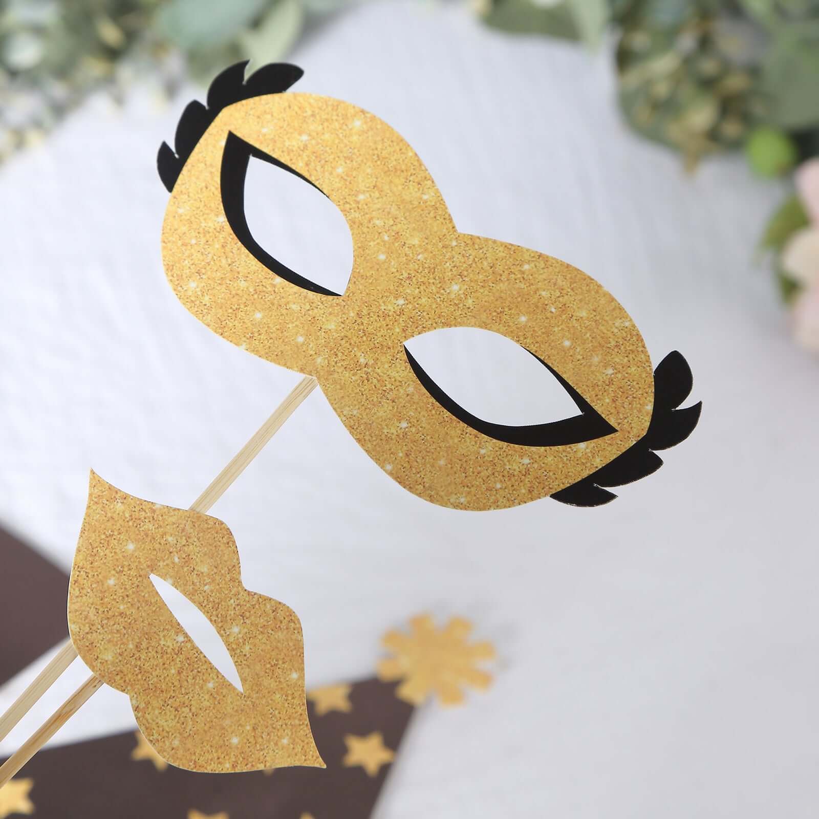 24 Pack Vintage Black / Gold Glitter Fun Party Photo Booth Props, DIY Party Theme Supplies - Image 11