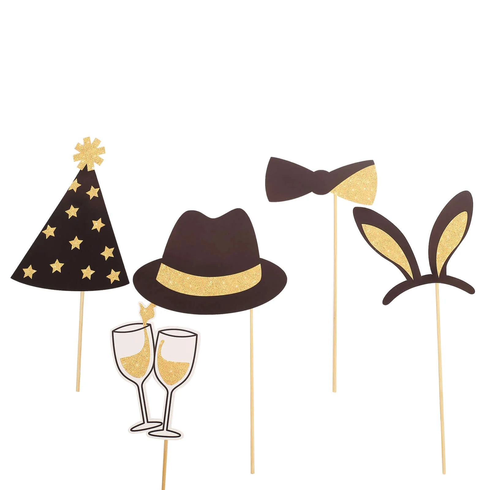24 Pack Vintage Black / Gold Glitter Fun Party Photo Booth Props, DIY Party Theme Supplies - Image 14