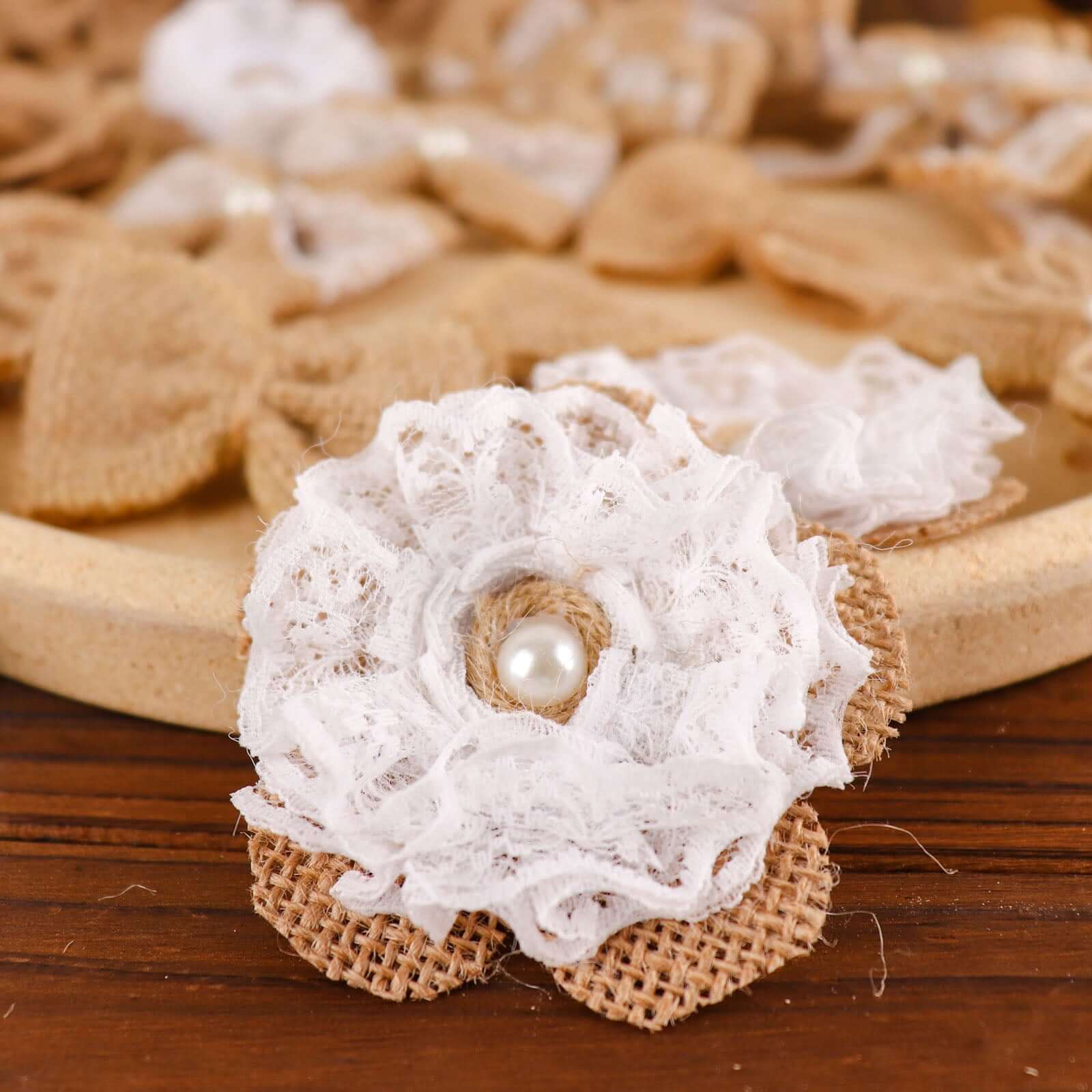 24 Pcs Natural Burlap Flower and Bows Set w/Lace Ribbon Craft Supplies, DIY Jute Stick On Ribbon and Bows, 30 Sticker Dots Included, 8 Assorted Styles - Image 13