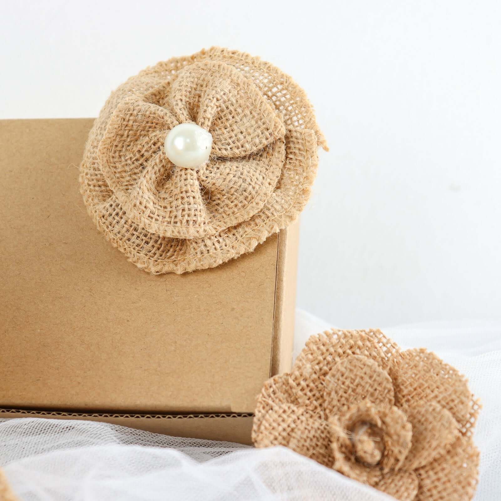 24 Pcs Natural Burlap Flower and Bows Set w/Lace Ribbon Craft Supplies, DIY Jute Stick On Ribbon and Bows, 30 Sticker Dots Included, 8 Assorted Styles - Image 7