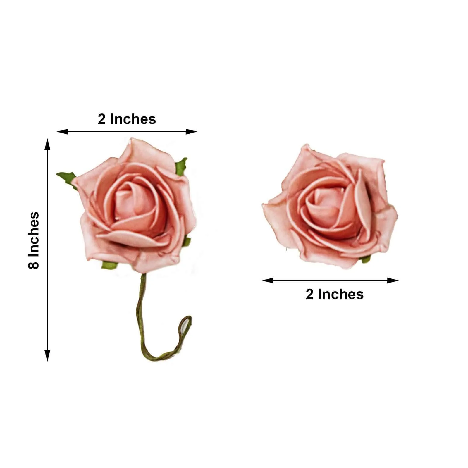 24 Roses Dusty Rose Artificial Foam Flowers With Stem Wire and Leaves 2" - Image 3