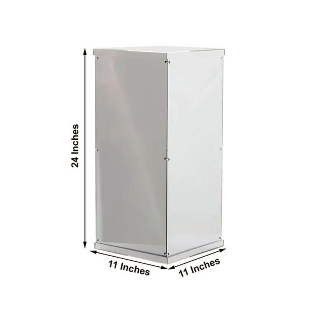 Silver Mirror Finish Acrylic Pedestal Riser, Display Box with Interchangeable Lid and Base 24" - Image 3