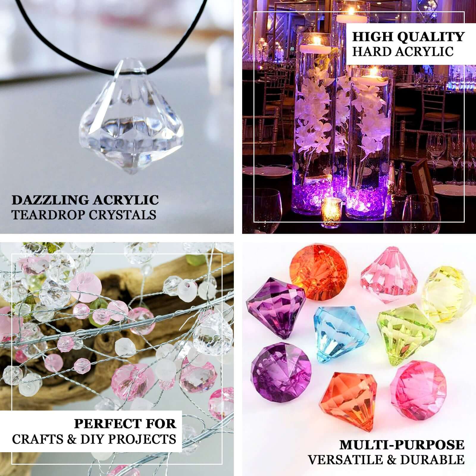 240 PCS Acrylic Teardrop Crystals 20MM Black - Versatile Decorative Chandelier Raindrop Crystals for Table Scatter DIY Crafting & Chandelier Accents - Image 5