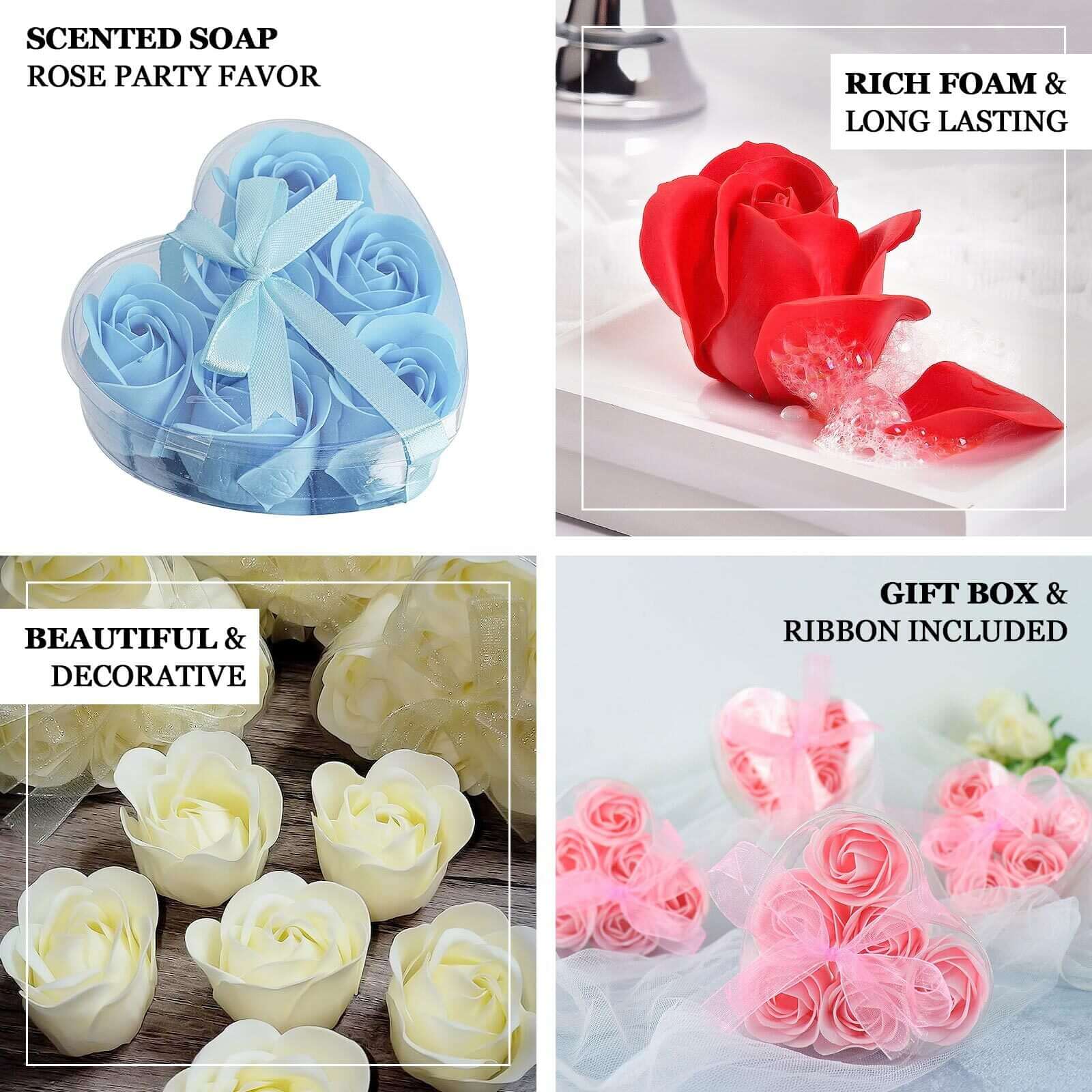 4 Pack 24 Pcs Blush Scented Rose Soap Heart Shaped Party Favors With Gift Boxes And Ribbon - Image 4