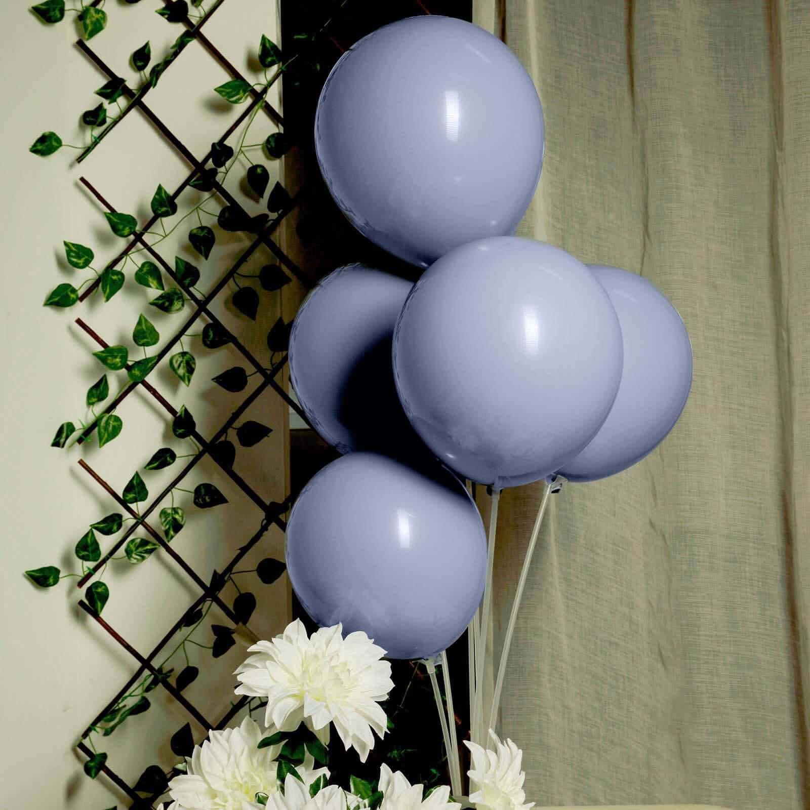 25 Pack Matte Blue/Gray Double Stuffed Prepacked Latex Balloons 10" - Image 11