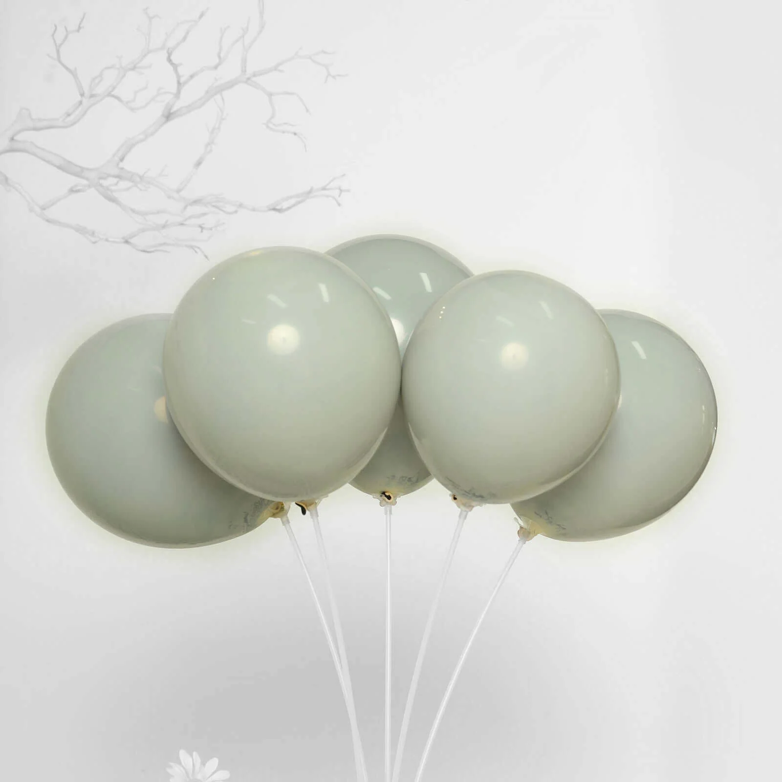 25 Pack Matte Gray Double Stuffed Prepacked Latex Party Balloons 10" - Image 5