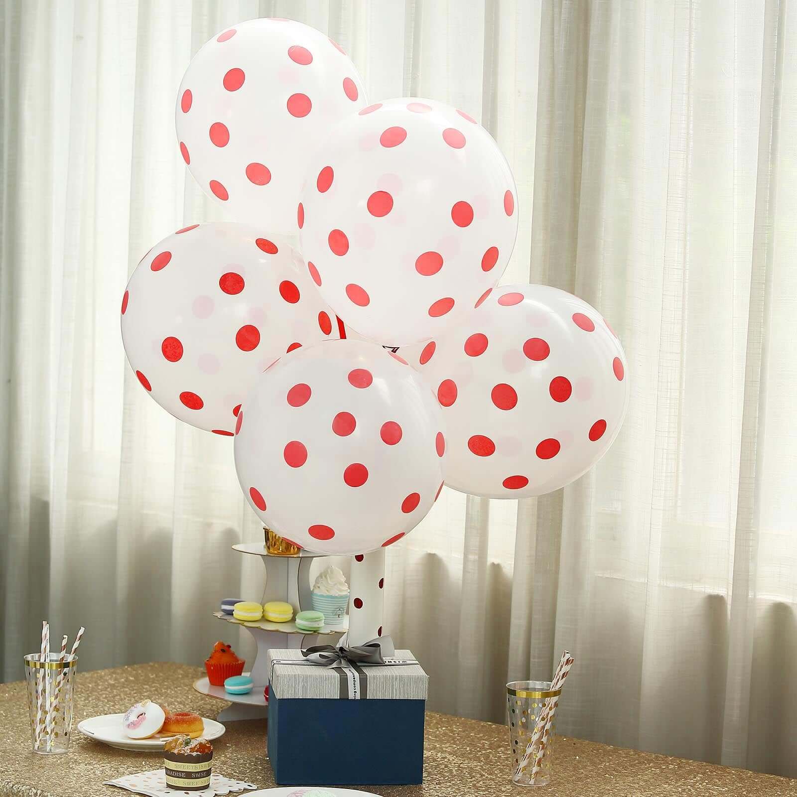 25 Pack Hot Pink and White Fun Polka Dot Latex Party Balloons 12" - Image 10
