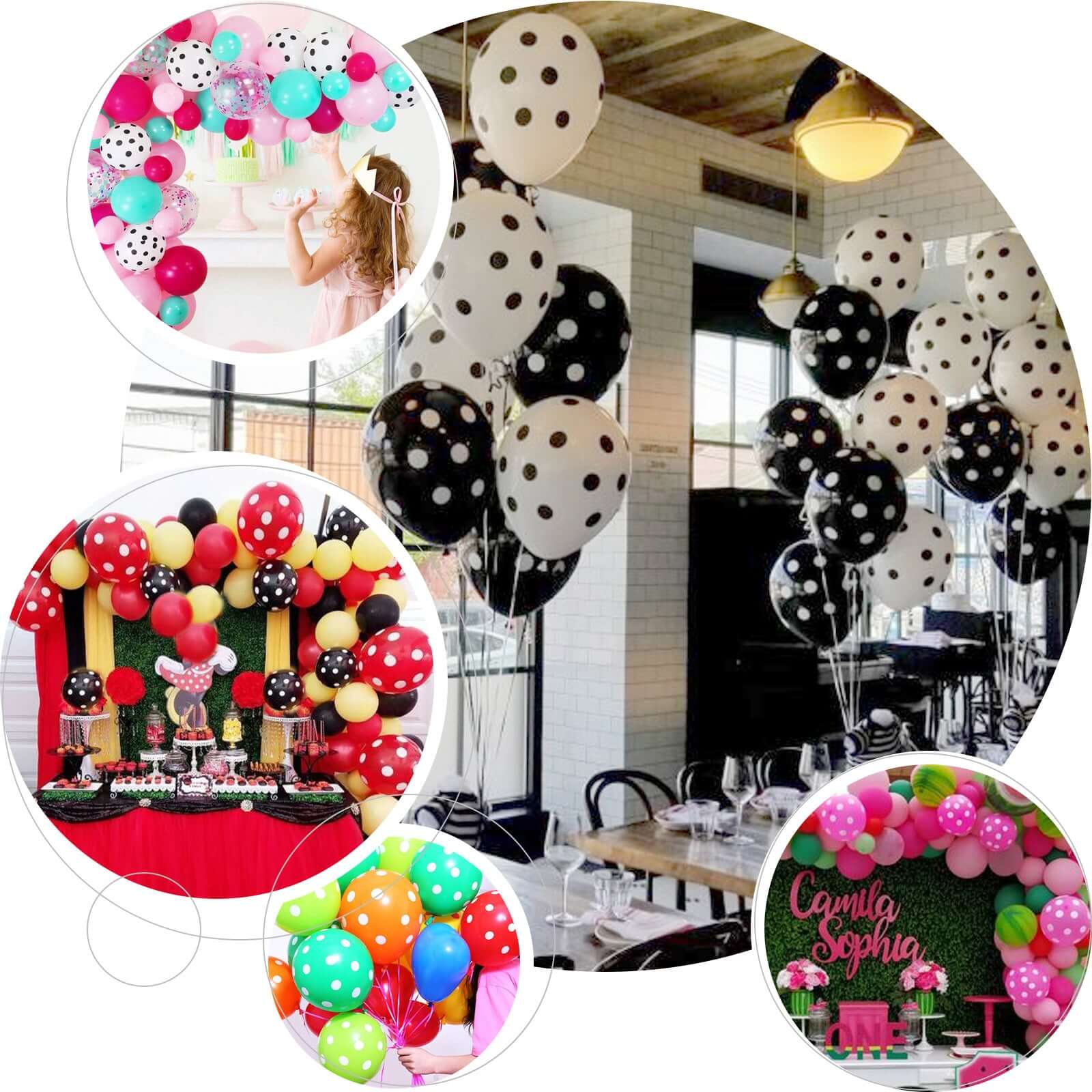25 Pack Hot Pink and White Fun Polka Dot Latex Party Balloons 12" - Image 12