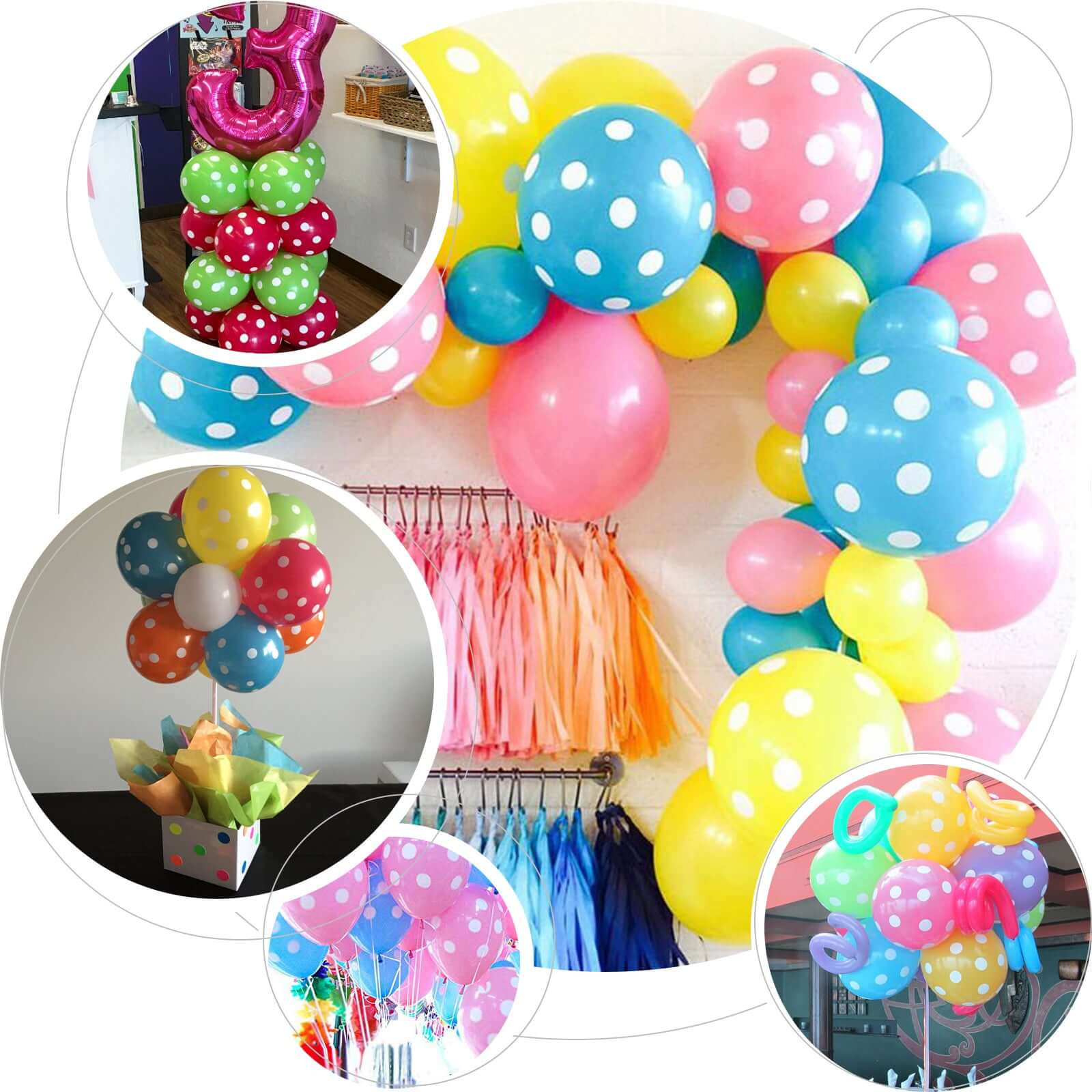 25 Pack Hot Pink and White Fun Polka Dot Latex Party Balloons 12" - Image 5