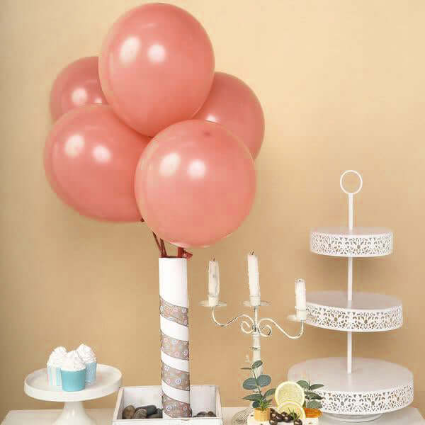 25 Pack Matte Pastel Dusty Rose Helium/Air Latex Party Balloons 12" - Image 8