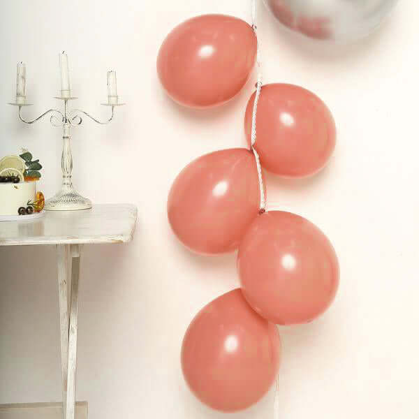 25 Pack Matte Pastel Dusty Rose Helium/Air Latex Party Balloons 12" - Image 9