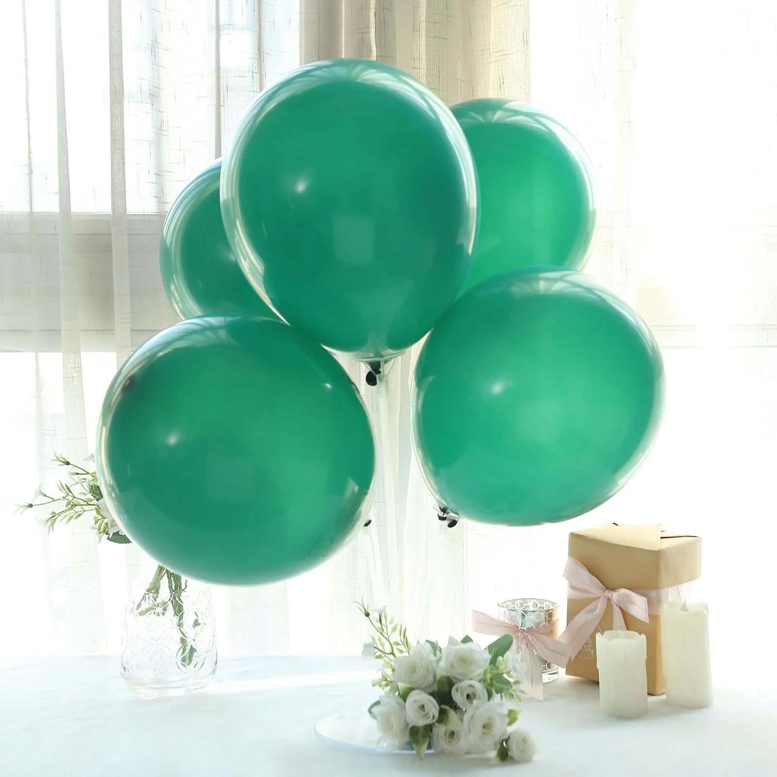 25 Pack Matte Pastel Hunter Emerald Green Helium/Air Latex Party Balloons 12" - Image 7