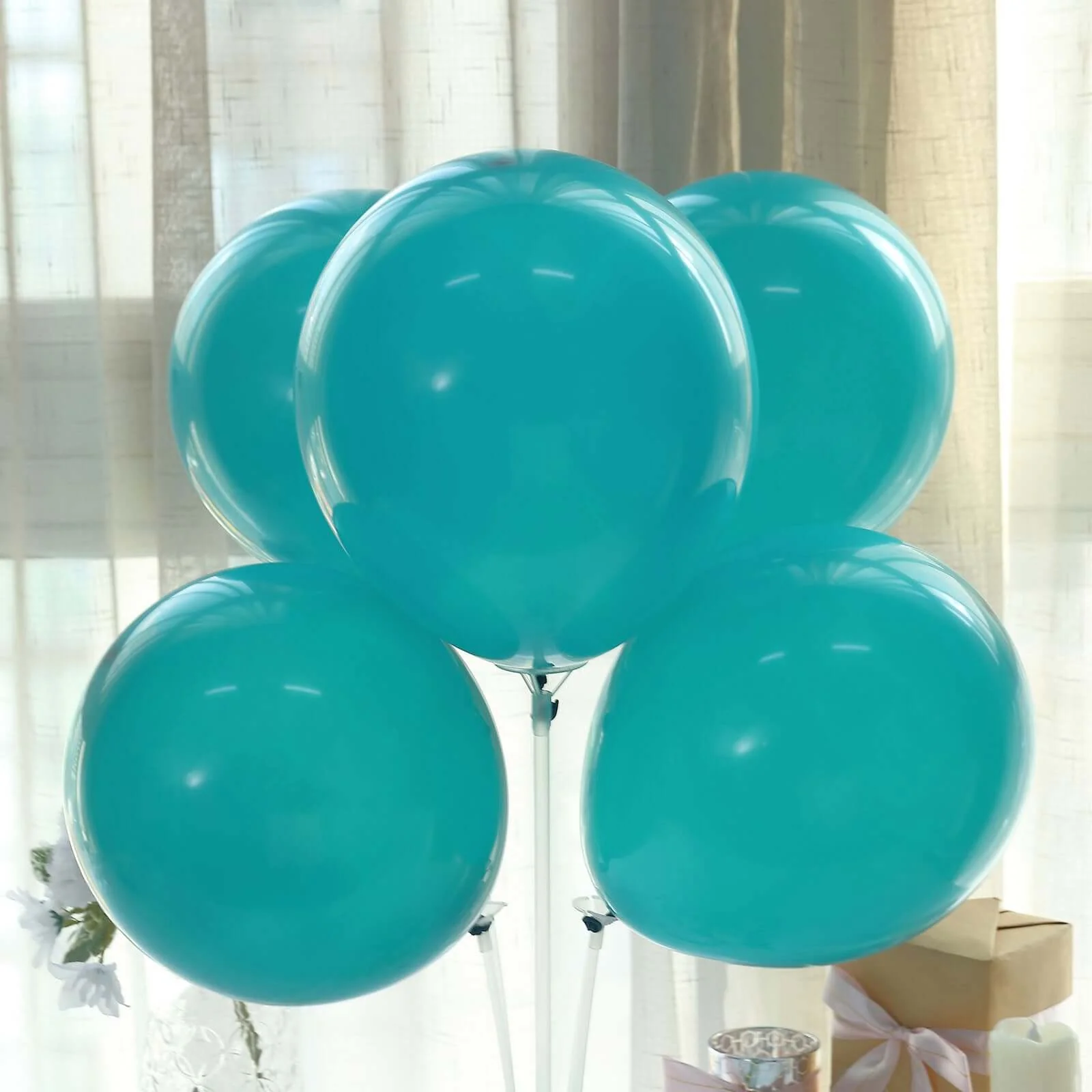 25 Pack Matte Pastel Peacock Teal Helium/Air Latex Party Balloons 12" - Image 2