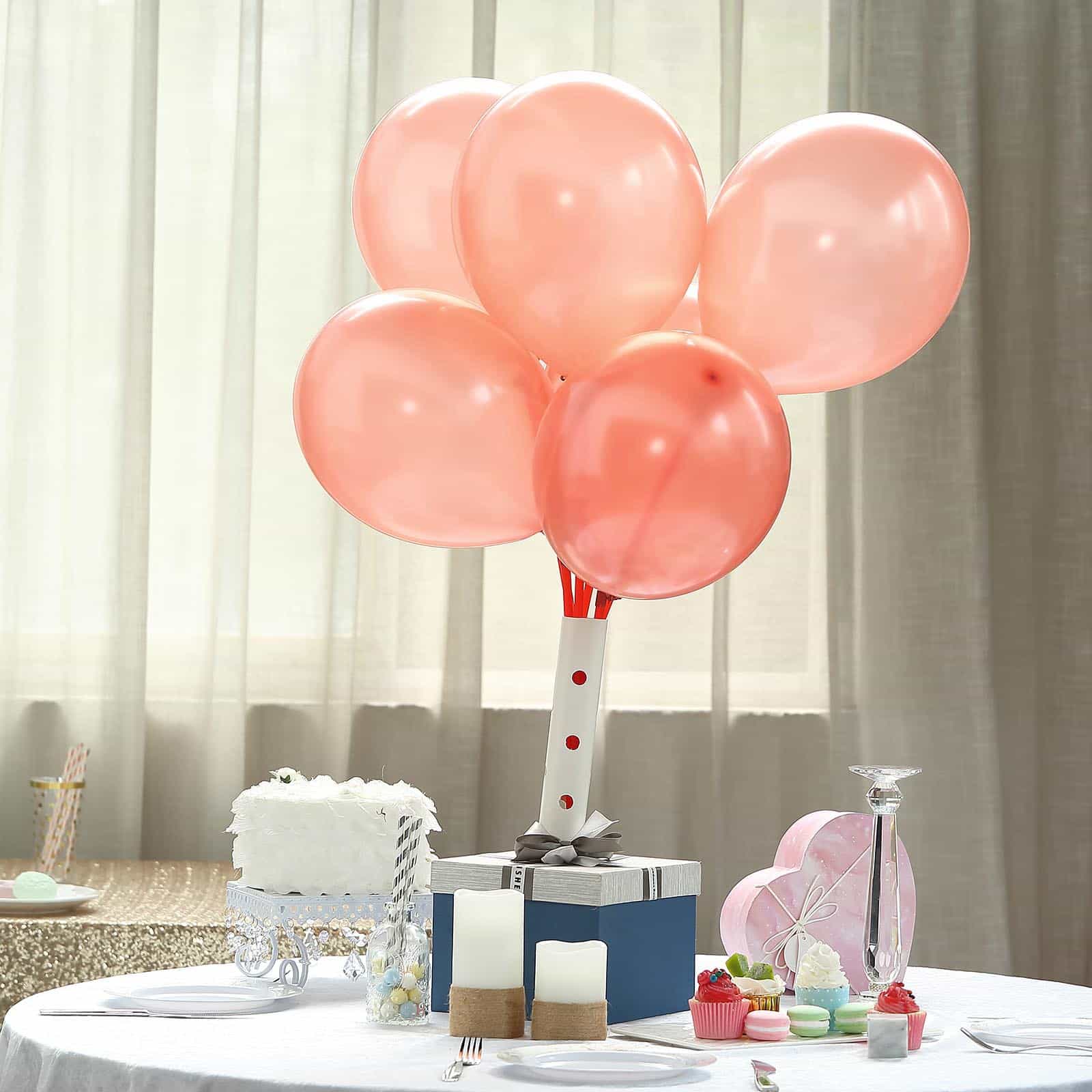 25 Pack Shiny Pearl Rose Gold Latex Helium or Air Balloons 12" - Image 10