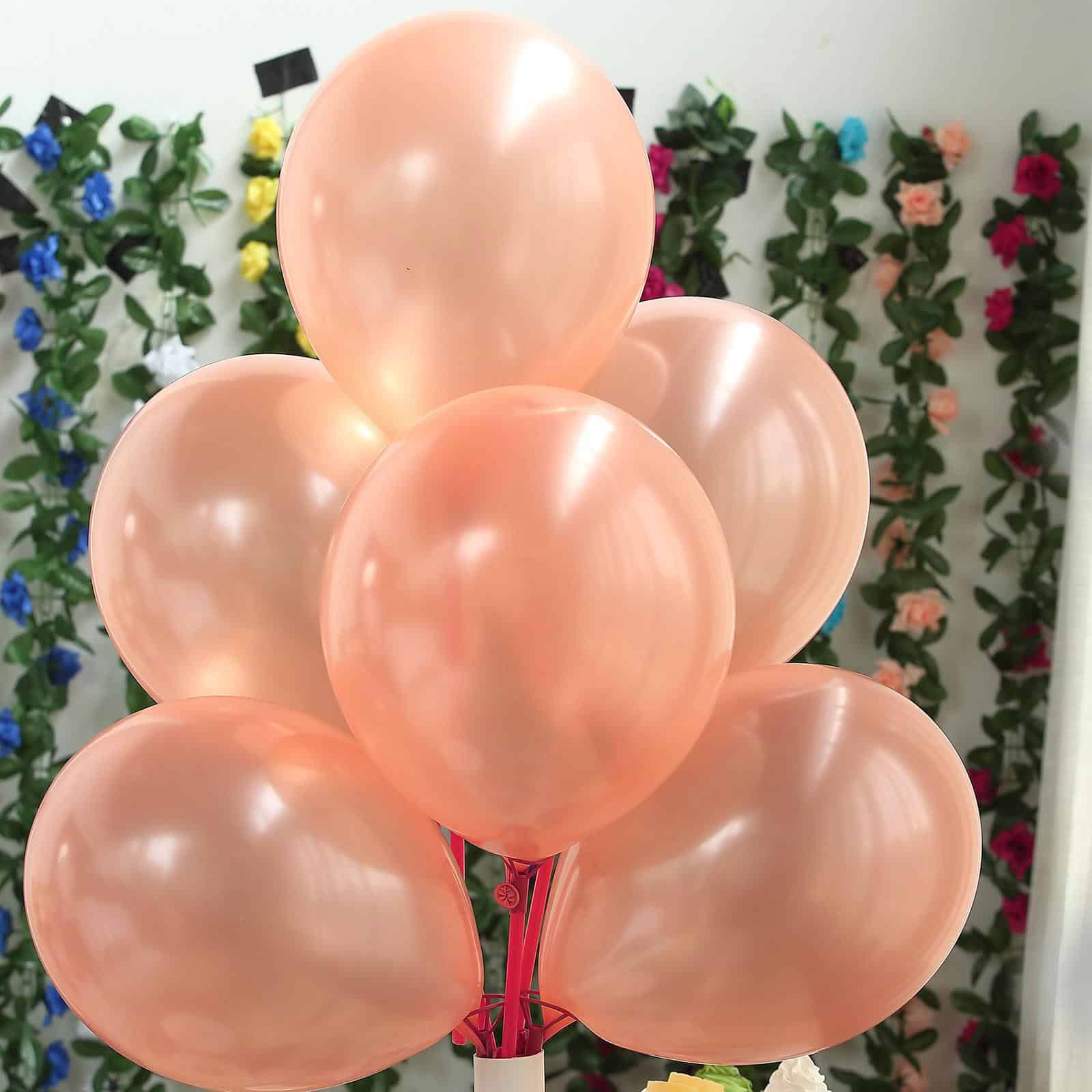 25 Pack Shiny Pearl Rose Gold Latex Helium or Air Balloons 12" - Image 14
