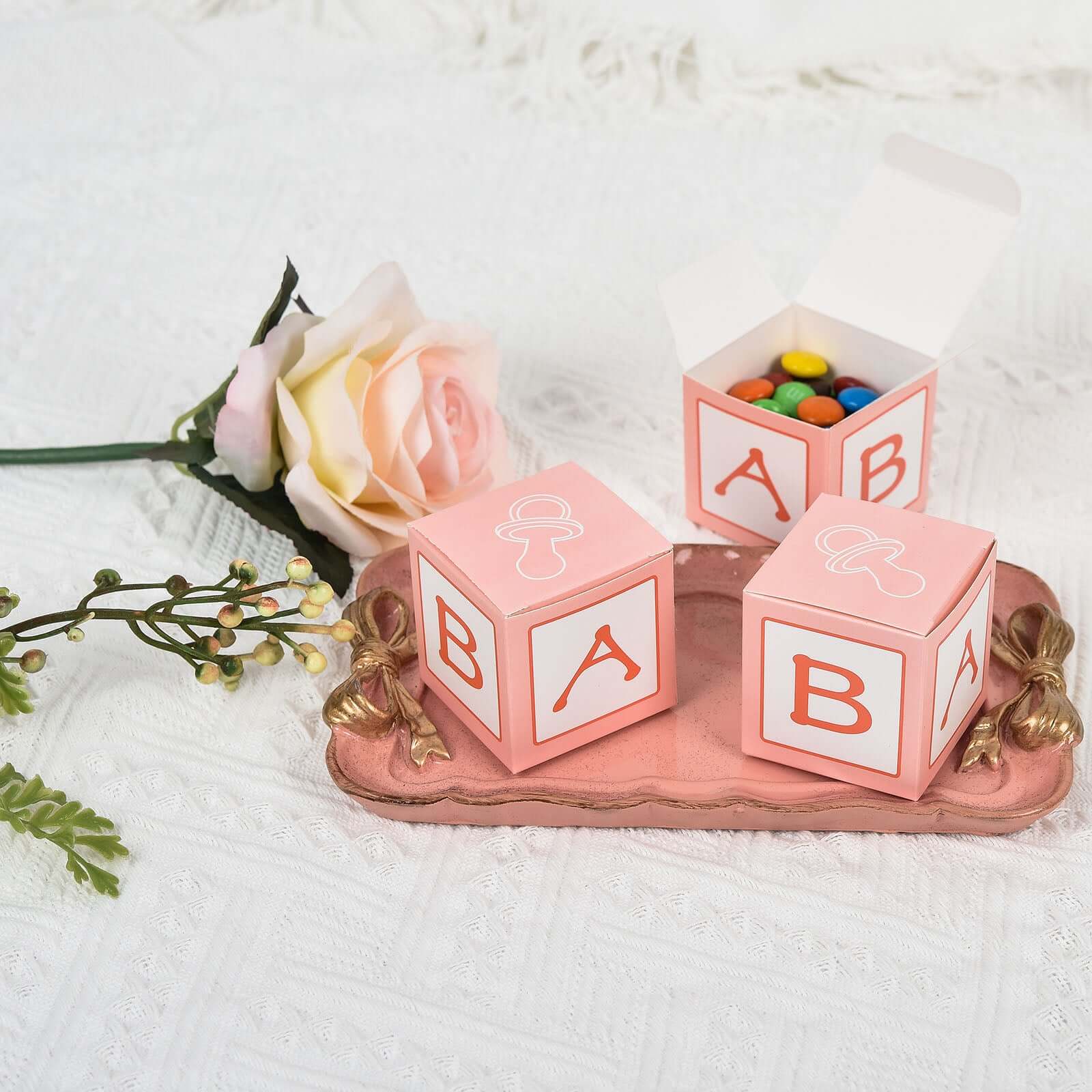 25 Pack Pink Baby Shower Party Favor Candy Gift Boxes 2" - Image 12