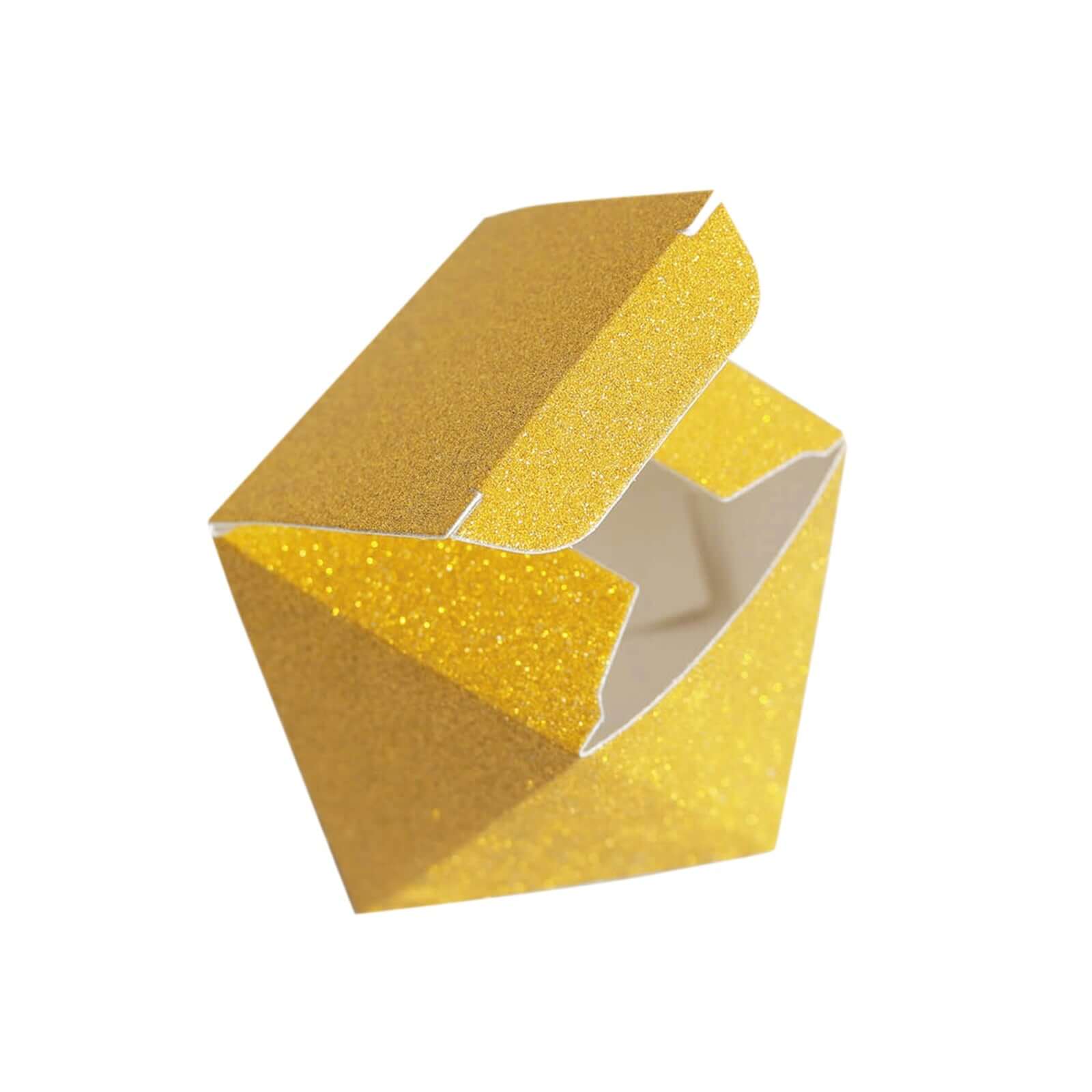 25 Pack Geometric Gold Glitter Wedding Favor Candy Gift Boxes 2"x3" - Image 7