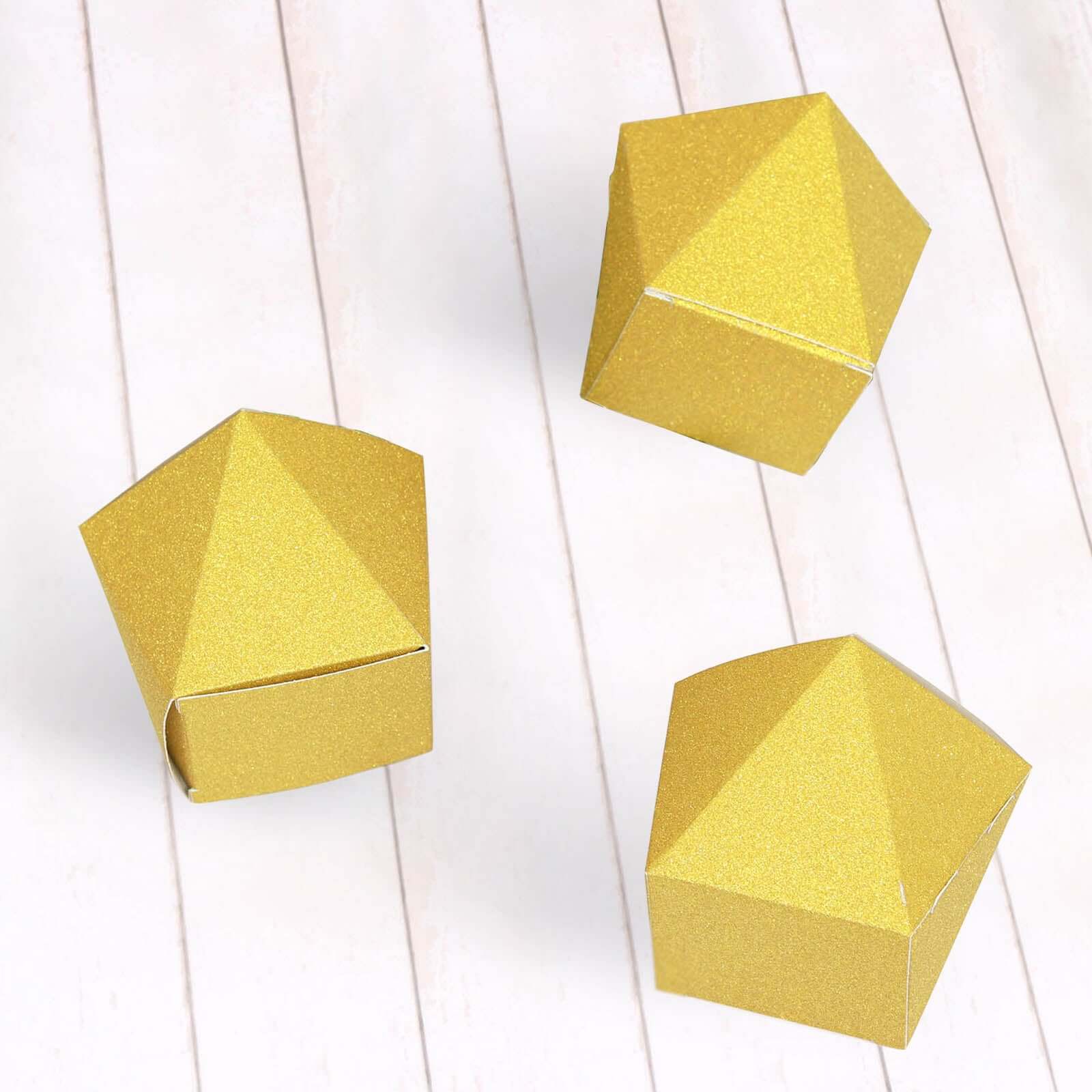 25 Pack DIY Gold Glittered Geometric Wedding Favor Gift Box 3"x4" - Image 10