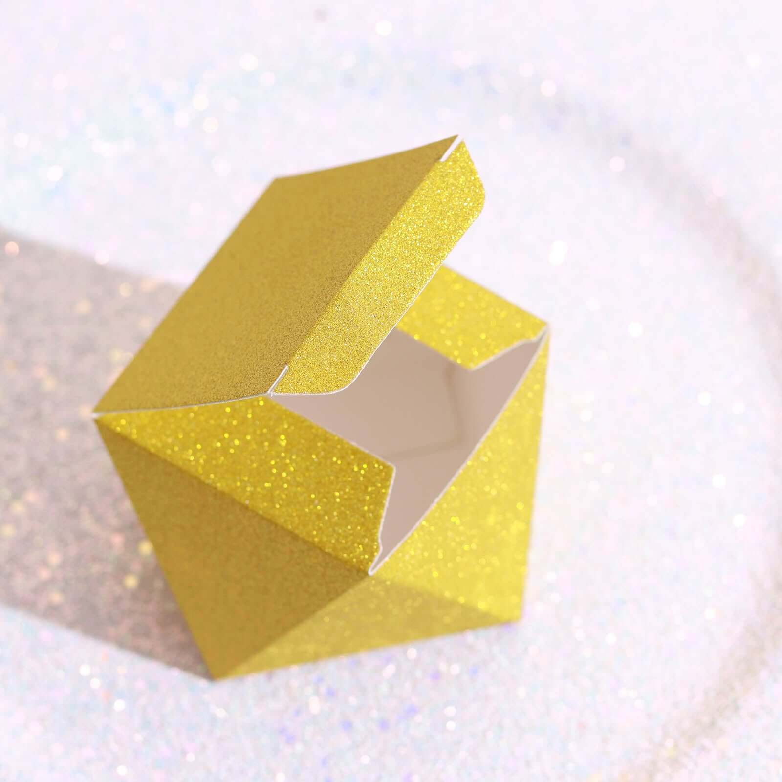 25 Pack DIY Gold Glittered Geometric Wedding Favor Gift Box 3"x4" - Image 11