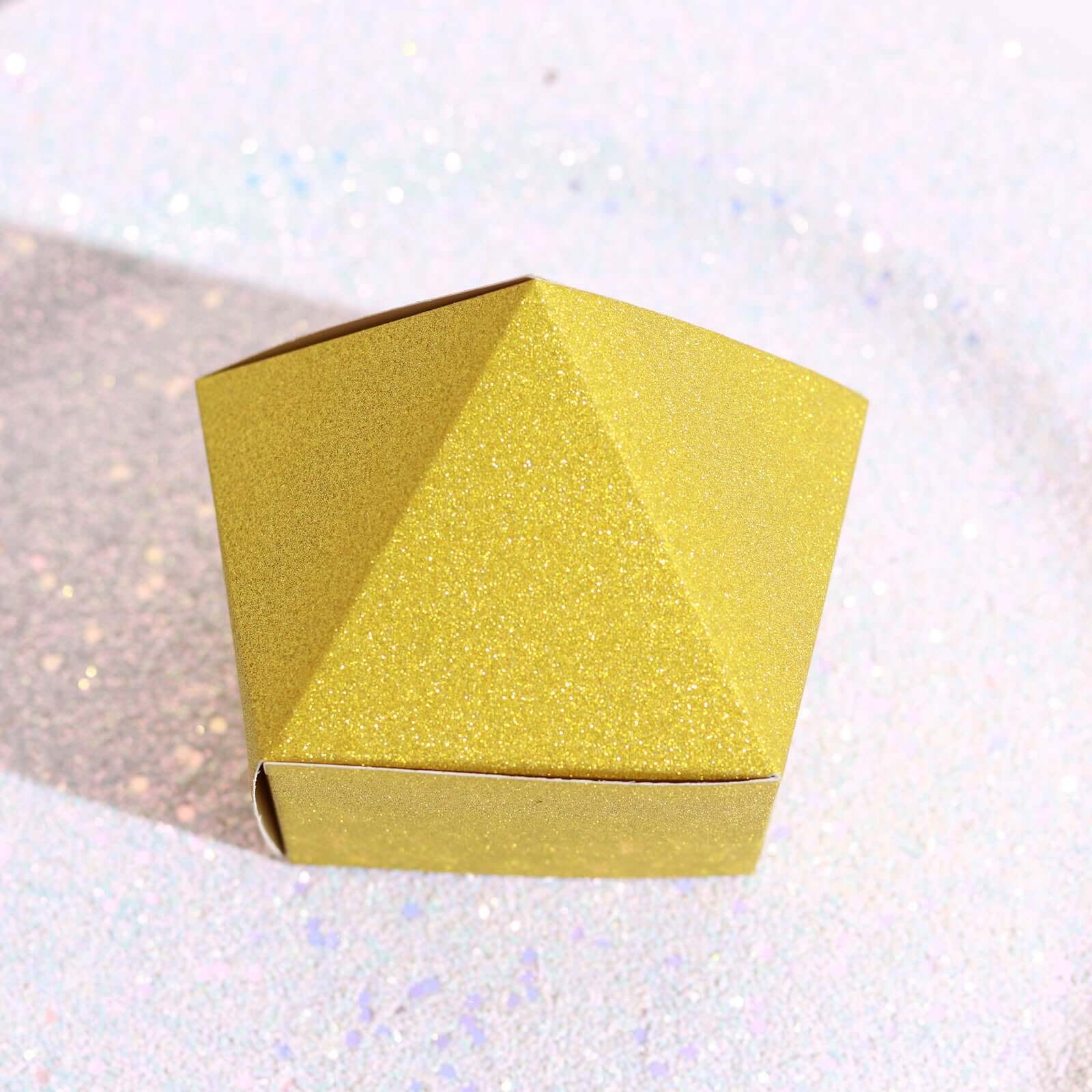 25 Pack DIY Gold Glittered Geometric Wedding Favor Gift Box 3"x4" - Image 12