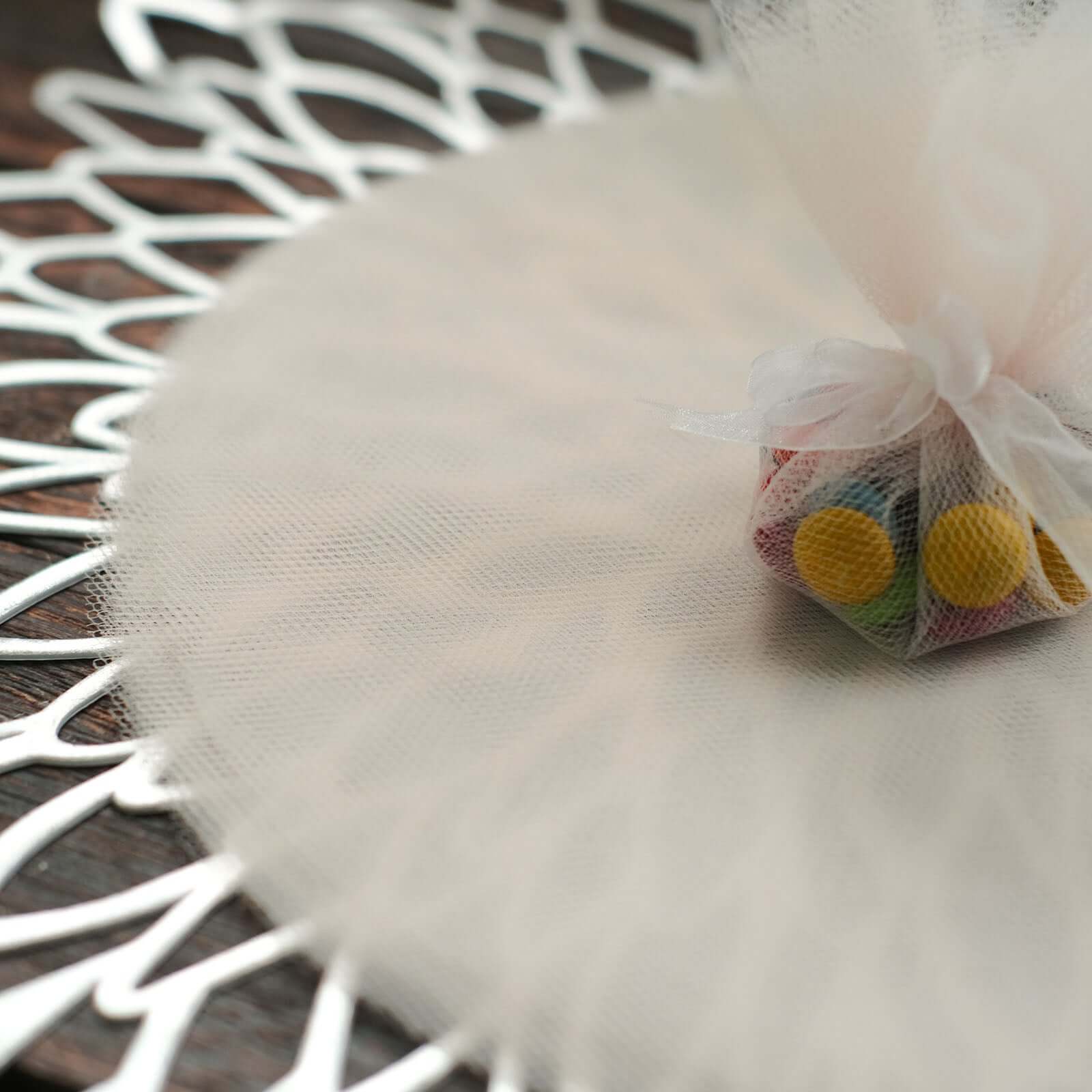 25 Pack Beige Sheer Nylon Tulle Circles Favor Wrap Craft Fabric, DIY Candy Favor Wraps 9" - Image 9