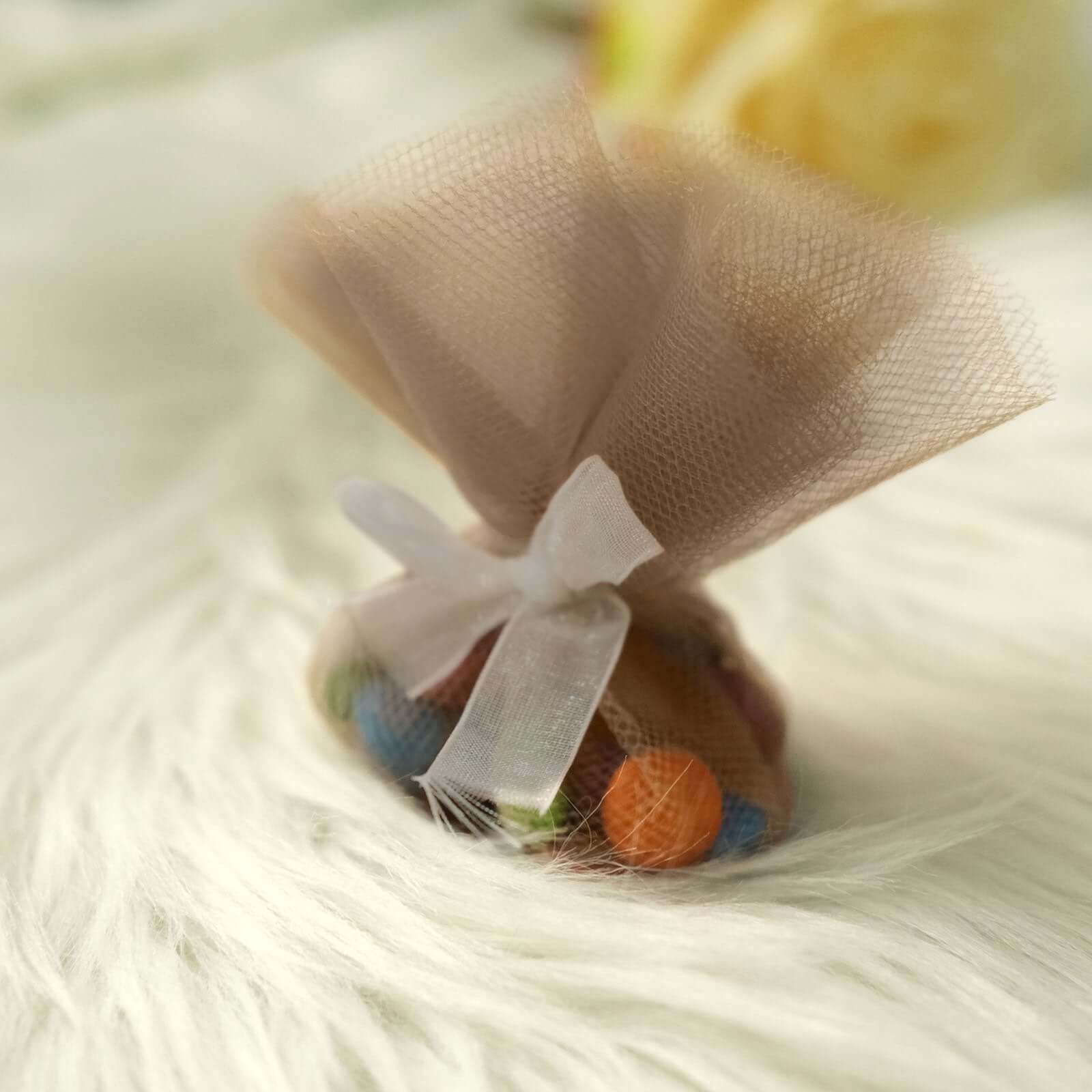 25 Pack Natural Sheer Nylon Tulle Circles Favor Wrap Craft Fabric, DIY Candy Favor Wraps 9" - Image 10