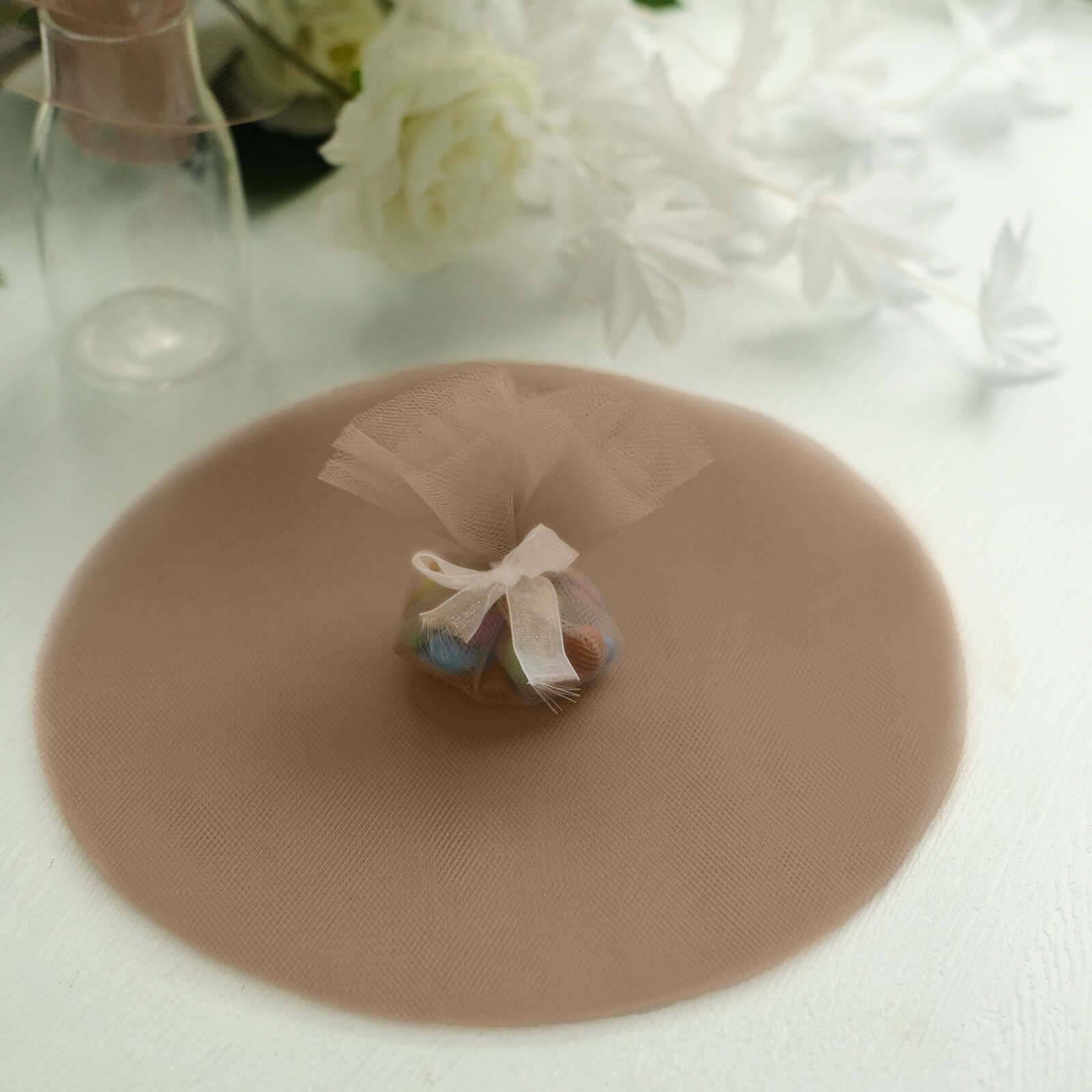 25 Pack Natural Sheer Nylon Tulle Circles Favor Wrap Craft Fabric, DIY Candy Favor Wraps 9" - Image 12