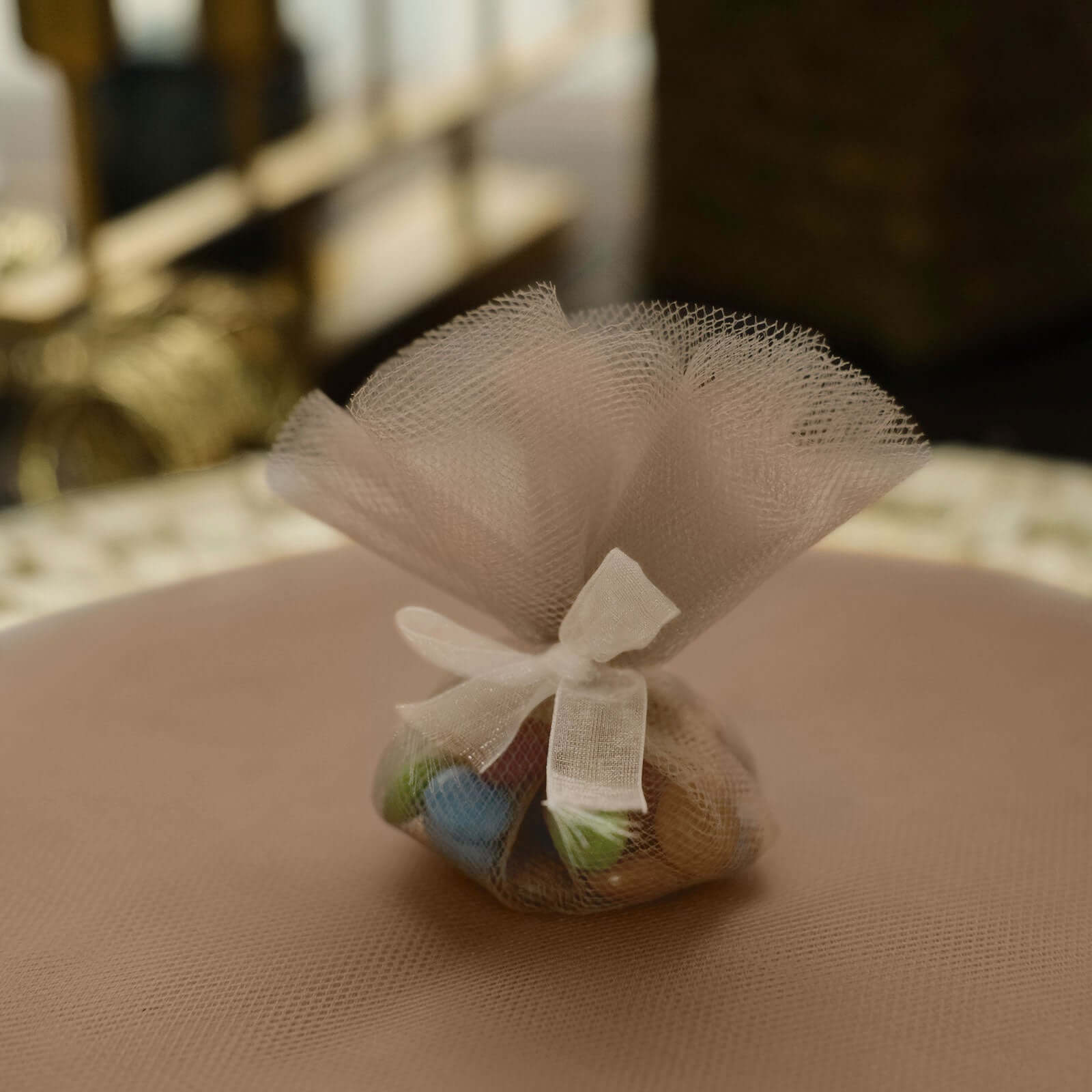 25 Pack Natural Sheer Nylon Tulle Circles Favor Wrap Craft Fabric, DIY Candy Favor Wraps 9" - Image 2