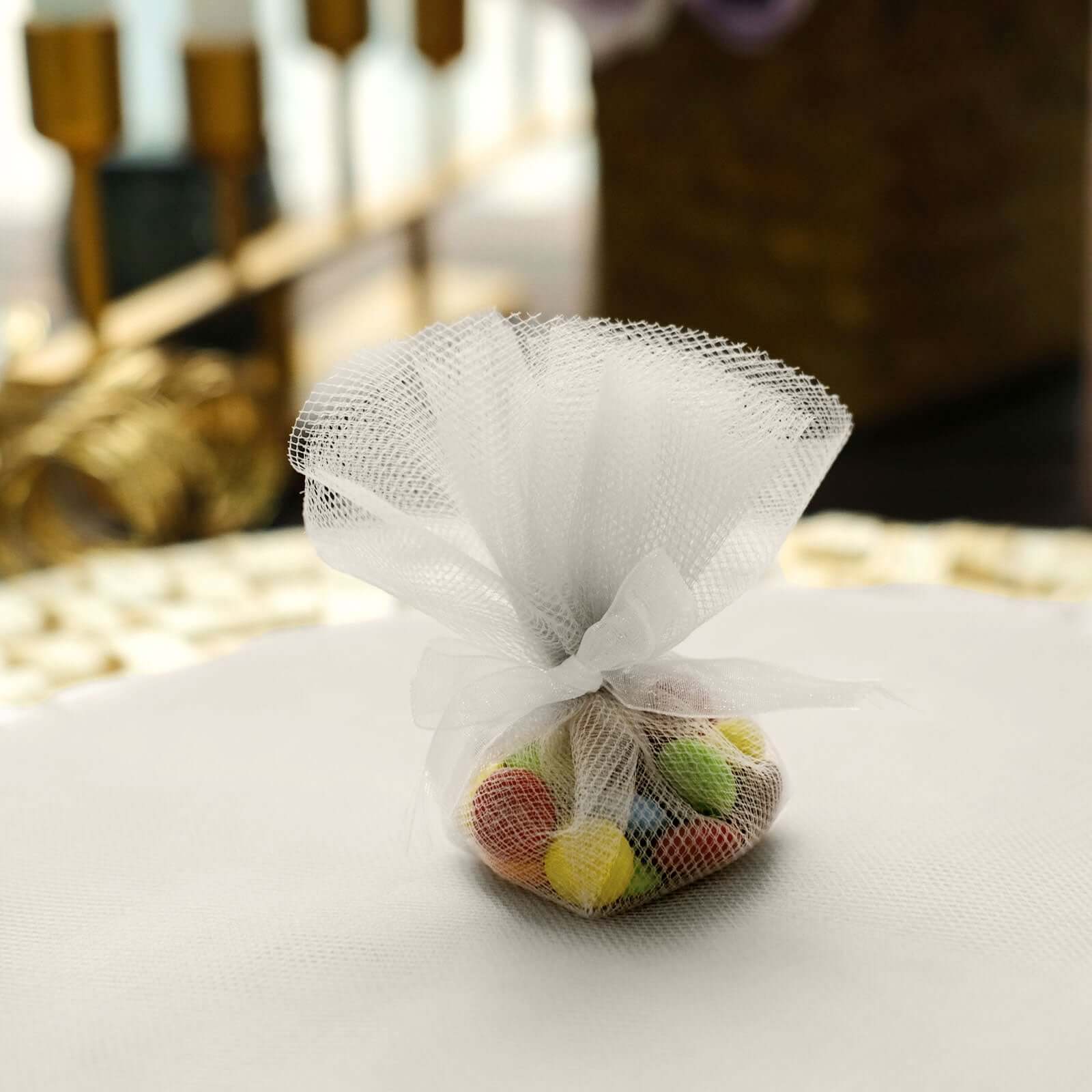 25 Pack Taupe Sheer Nylon Tulle Circles Favor Wrap Craft Fabric, DIY Candy Favor Wraps 9" - Image 2
