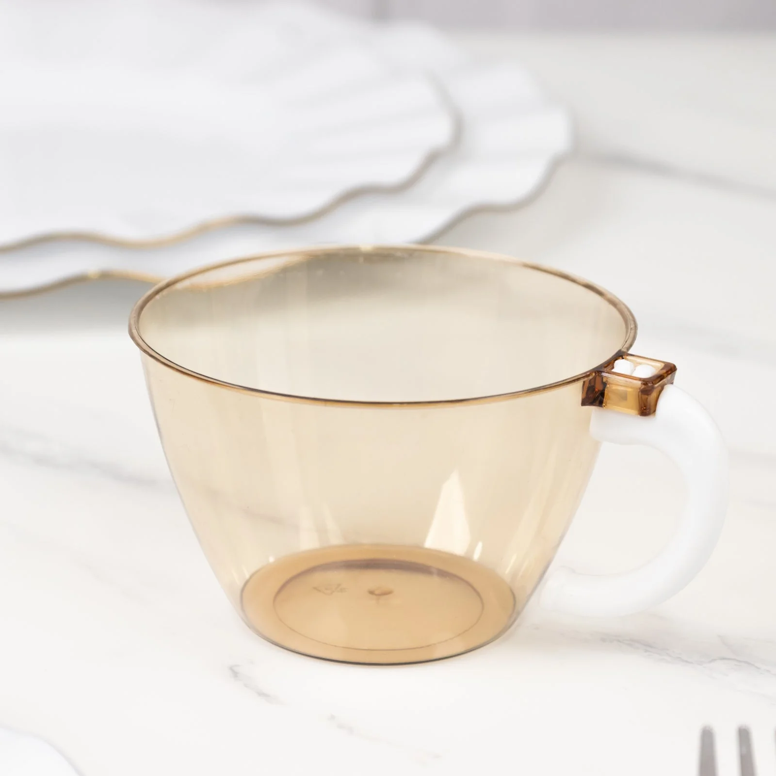25-Pack Amber Gold Plastic Coffee Cups with Handles 6oz - Hard Disposable Tea Mugs for Hot Drinks - Image 8