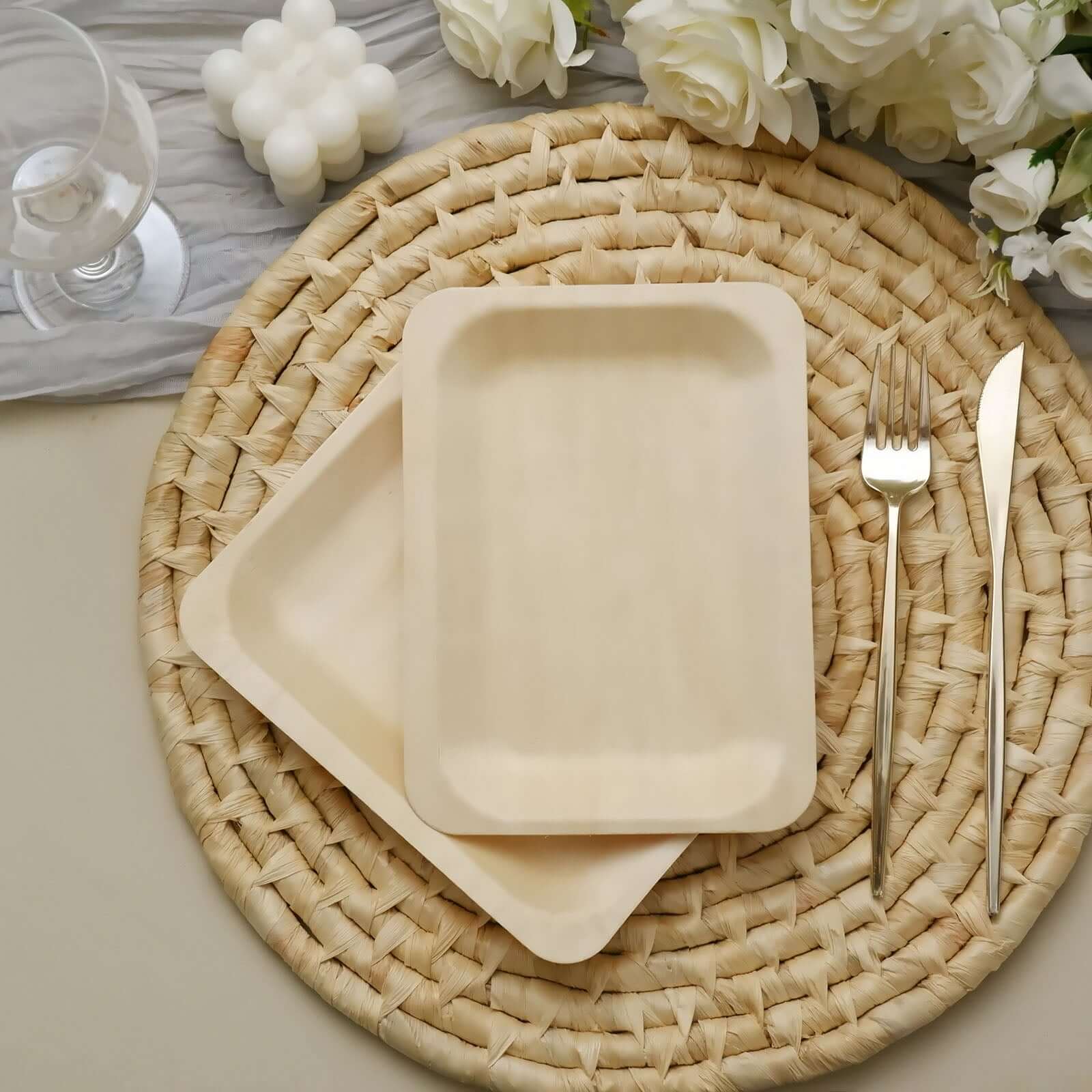 25-Pack Birchwood Rectangle Dessert Plates 5"x8" Natural - Eco Friendly Wooden Disposable Plates for Rustic Themes & Outdoor Dining - Image 13