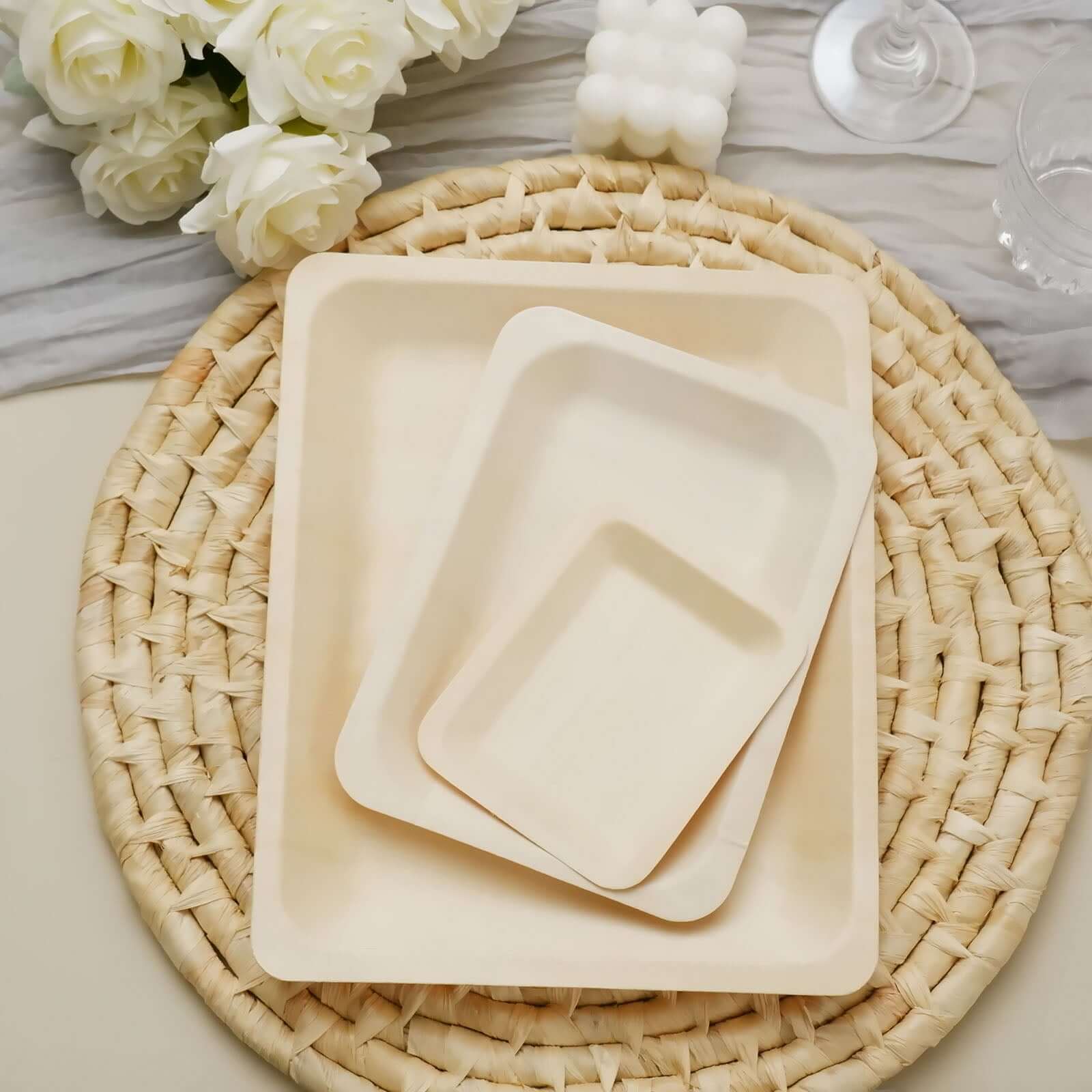 25-Pack Birchwood Rectangle Dessert Plates 5"x8" Natural - Eco Friendly Wooden Disposable Plates for Rustic Themes & Outdoor Dining - Image 17