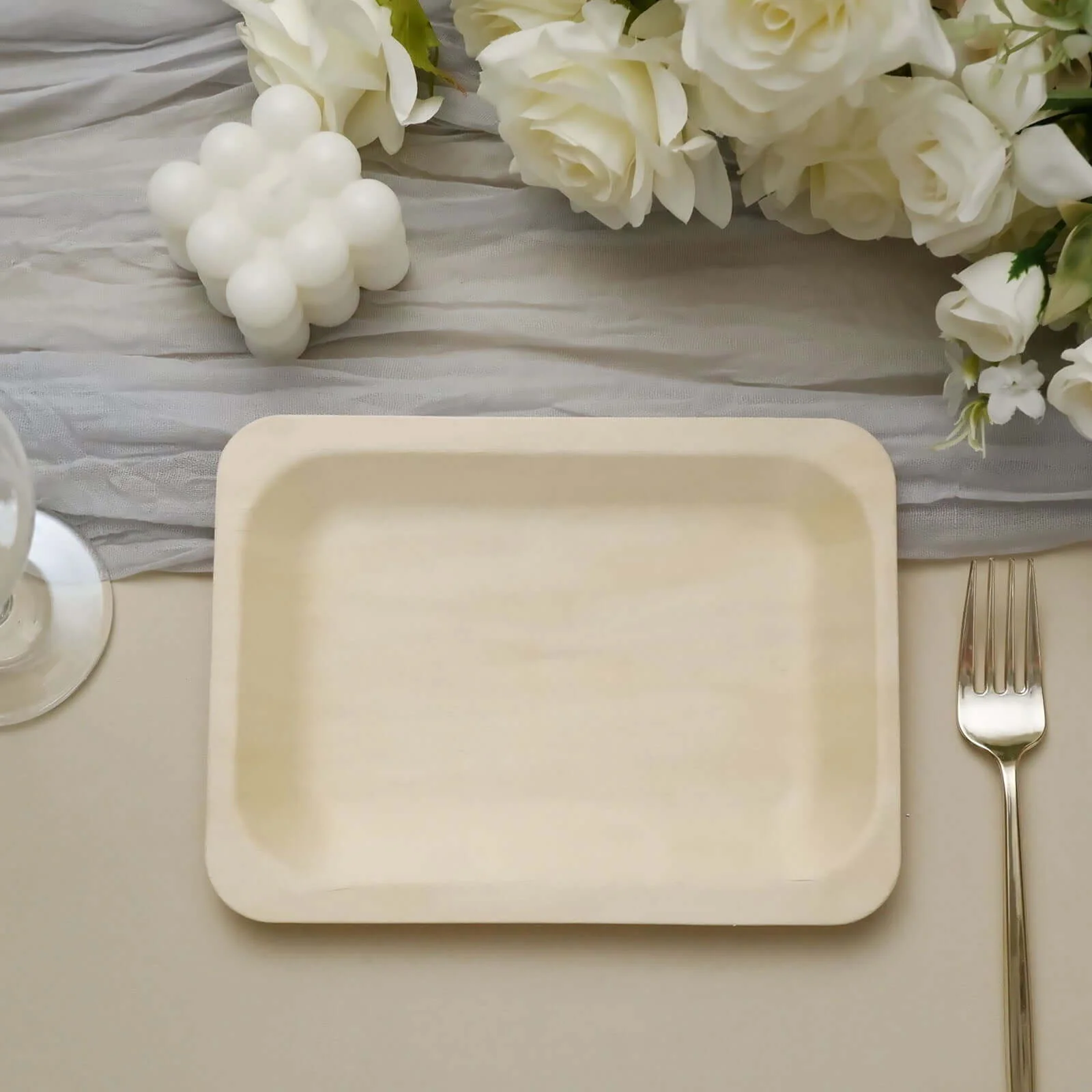 25-Pack Birchwood Rectangle Dessert Plates 5"x8" Natural - Eco Friendly Wooden Disposable Plates for Rustic Themes & Outdoor Dining - Image 20