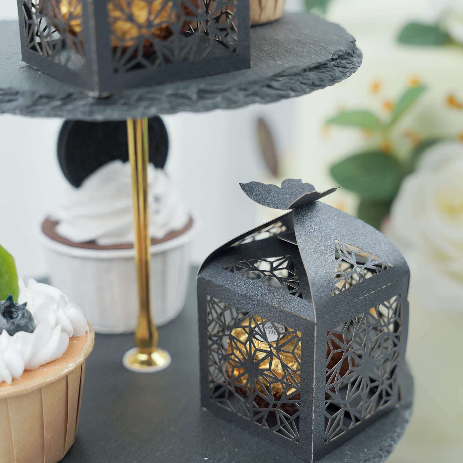 25 Pack Black Butterfly Top Laser Cut Lace Favor Candy Gift Boxes - Image 10