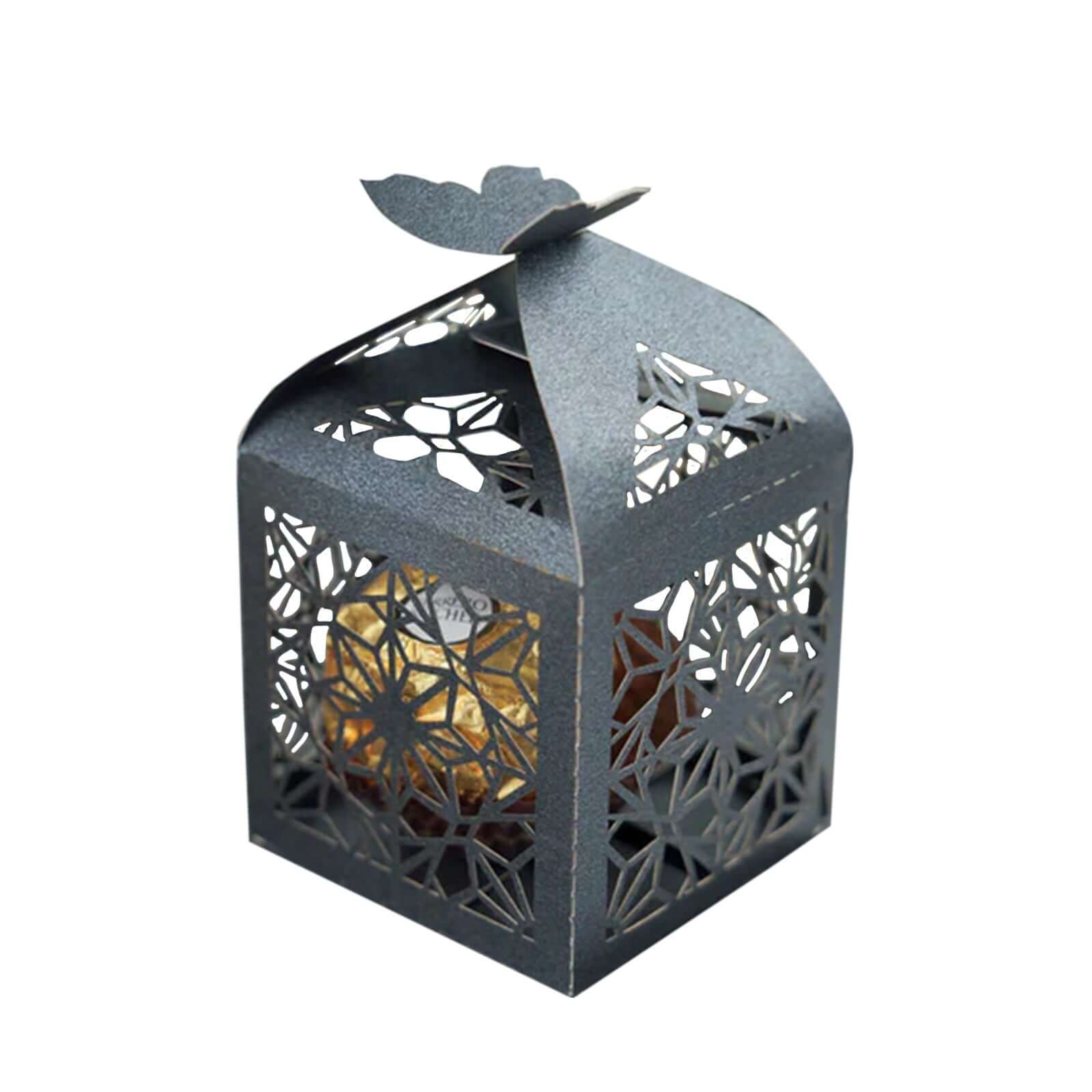 25 Pack Black Butterfly Top Laser Cut Lace Favor Candy Gift Boxes - Image 6