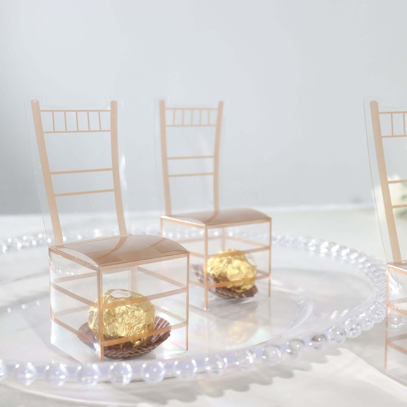 25 Pack Clear and Gold PVC Chiavari Chair-Shaped Party Favor Candy Gift Boxes 2"x5" - Image 10