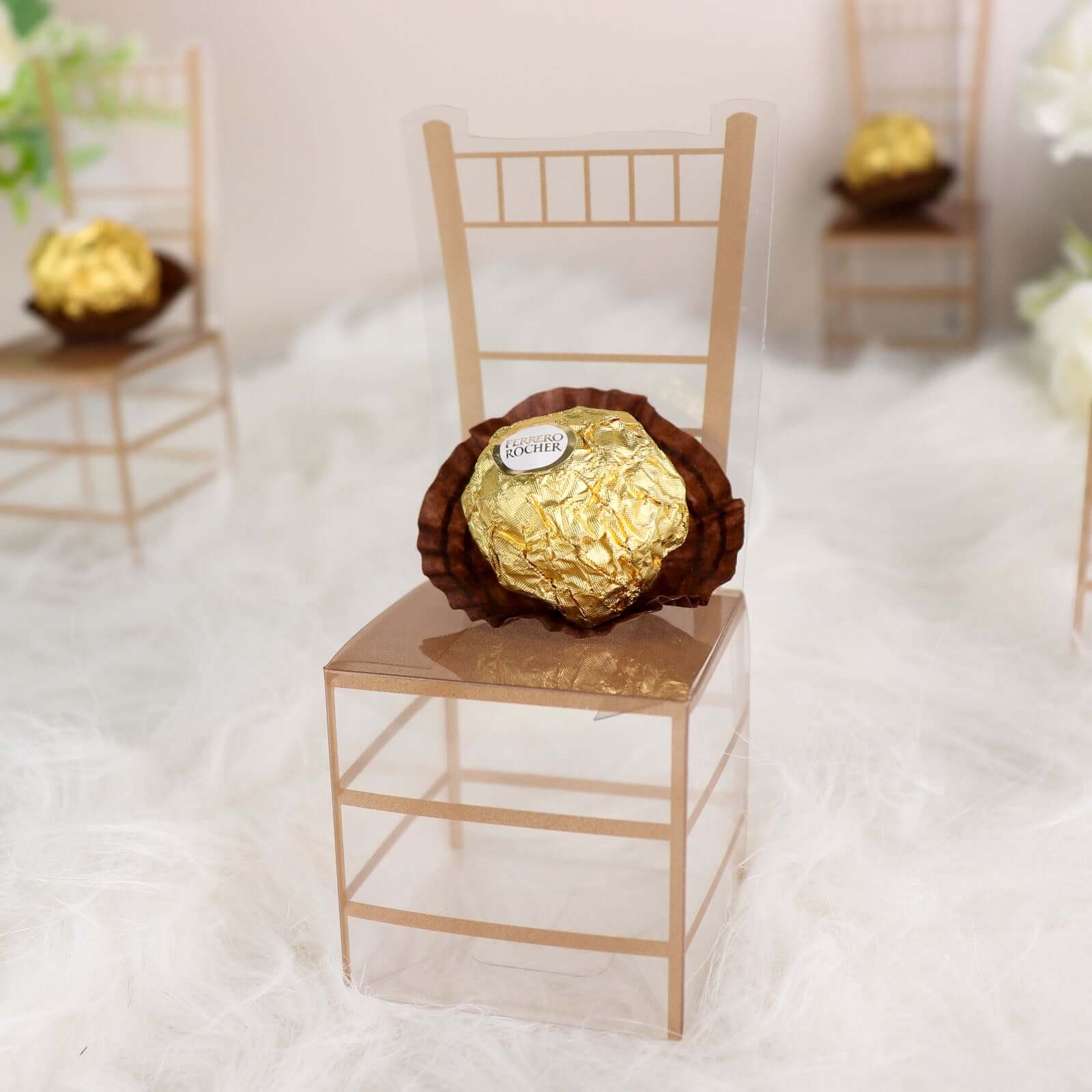 25 Pack Clear and Gold PVC Chiavari Chair-Shaped Party Favor Candy Gift Boxes 2"x5" - Image 14