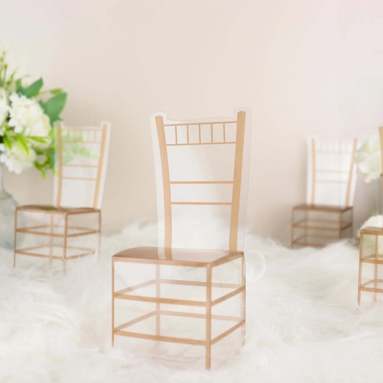 25 Pack Clear and Gold PVC Chiavari Chair-Shaped Party Favor Candy Gift Boxes 2"x5" - Image 2