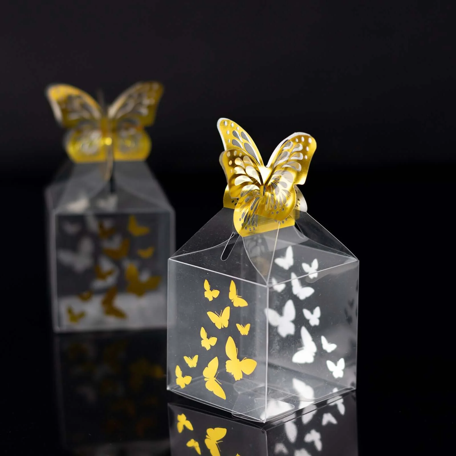 25 Pack Clear Plastic Square Candy Gift Boxes with Gold Butterfly Top, Transparent Party Favor Treat Boxes - 2"x2"x4" - Image 8